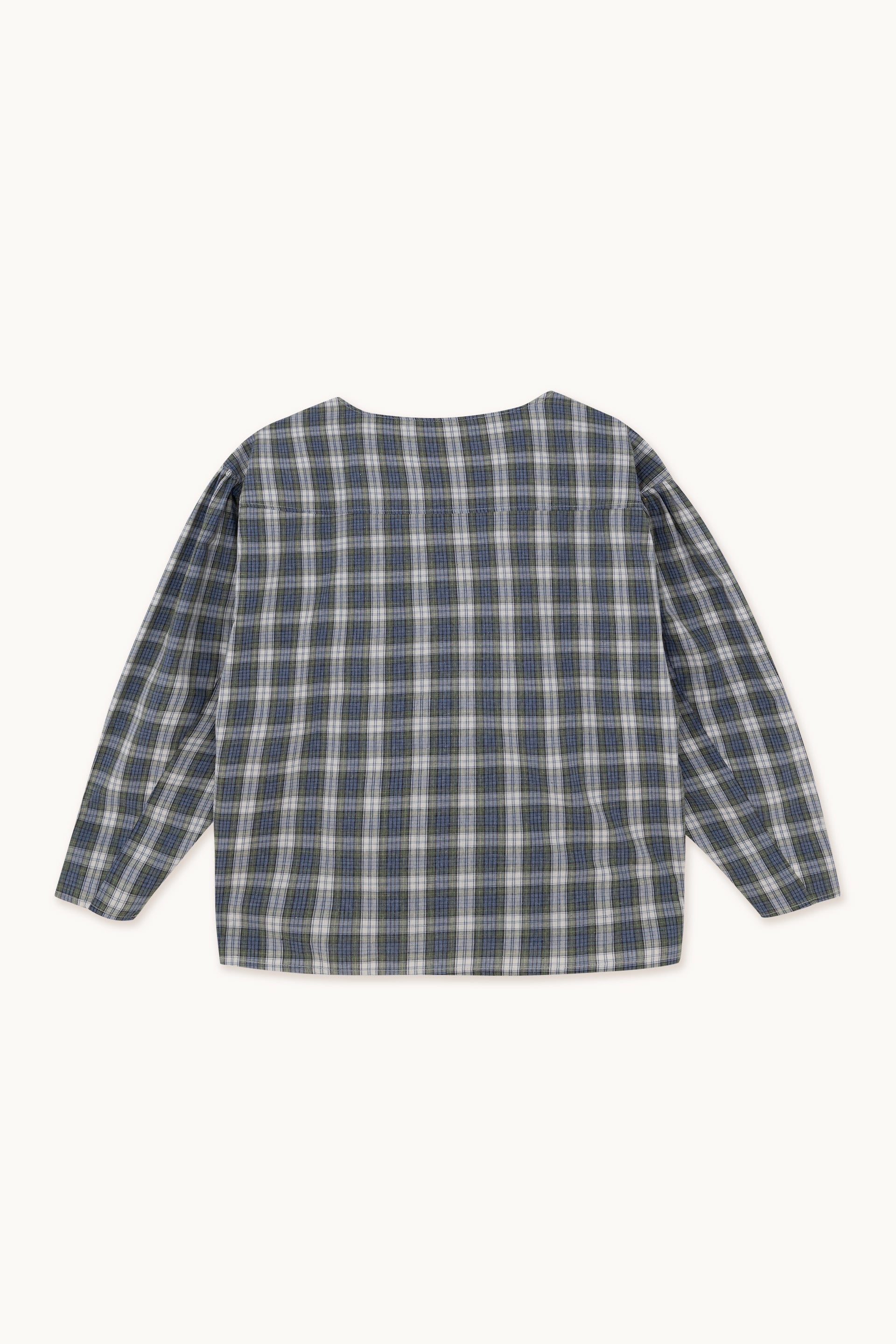 COTTON LINEN CHEK BLOUSE