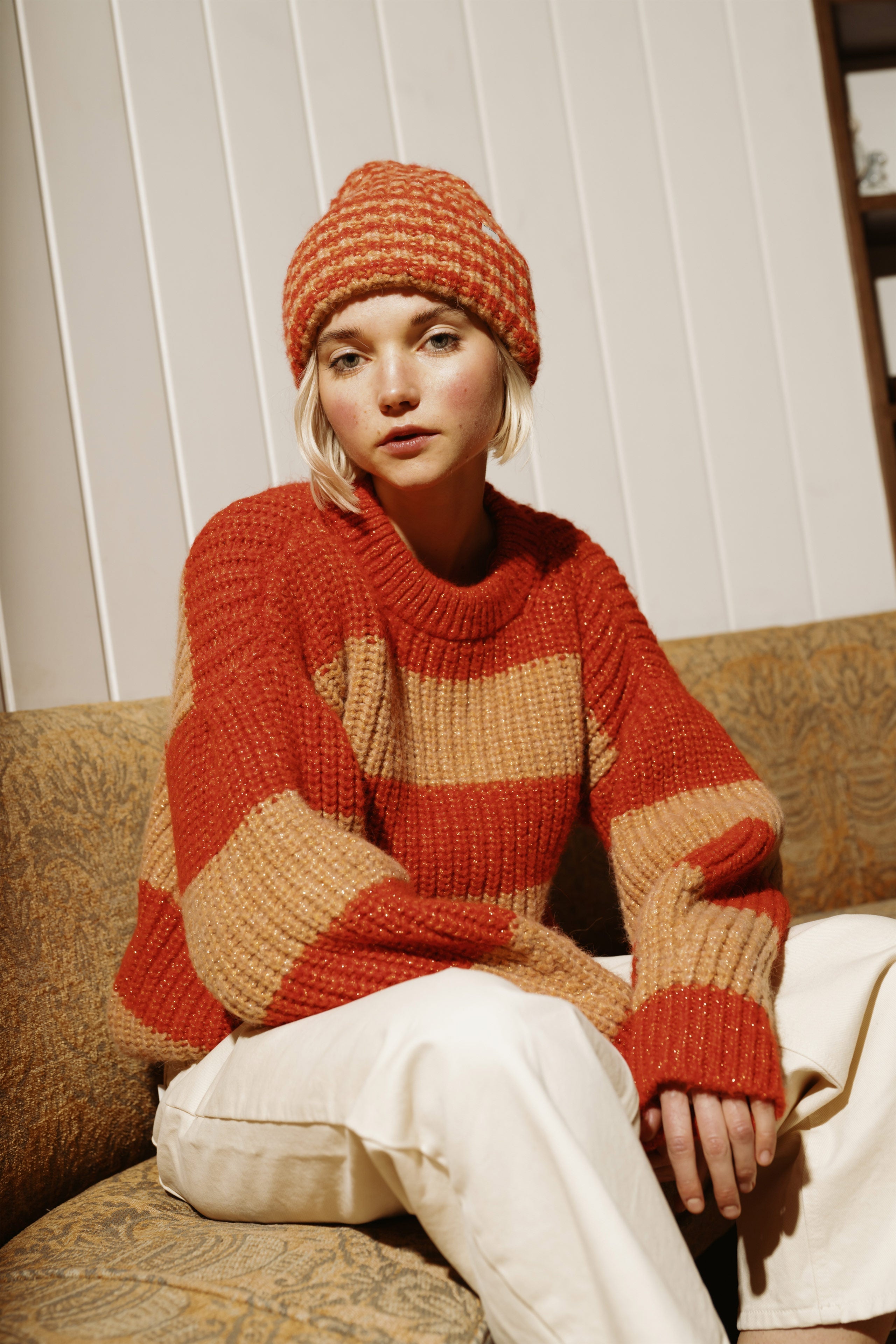 ALINA SHINY STRIPED SWEATER