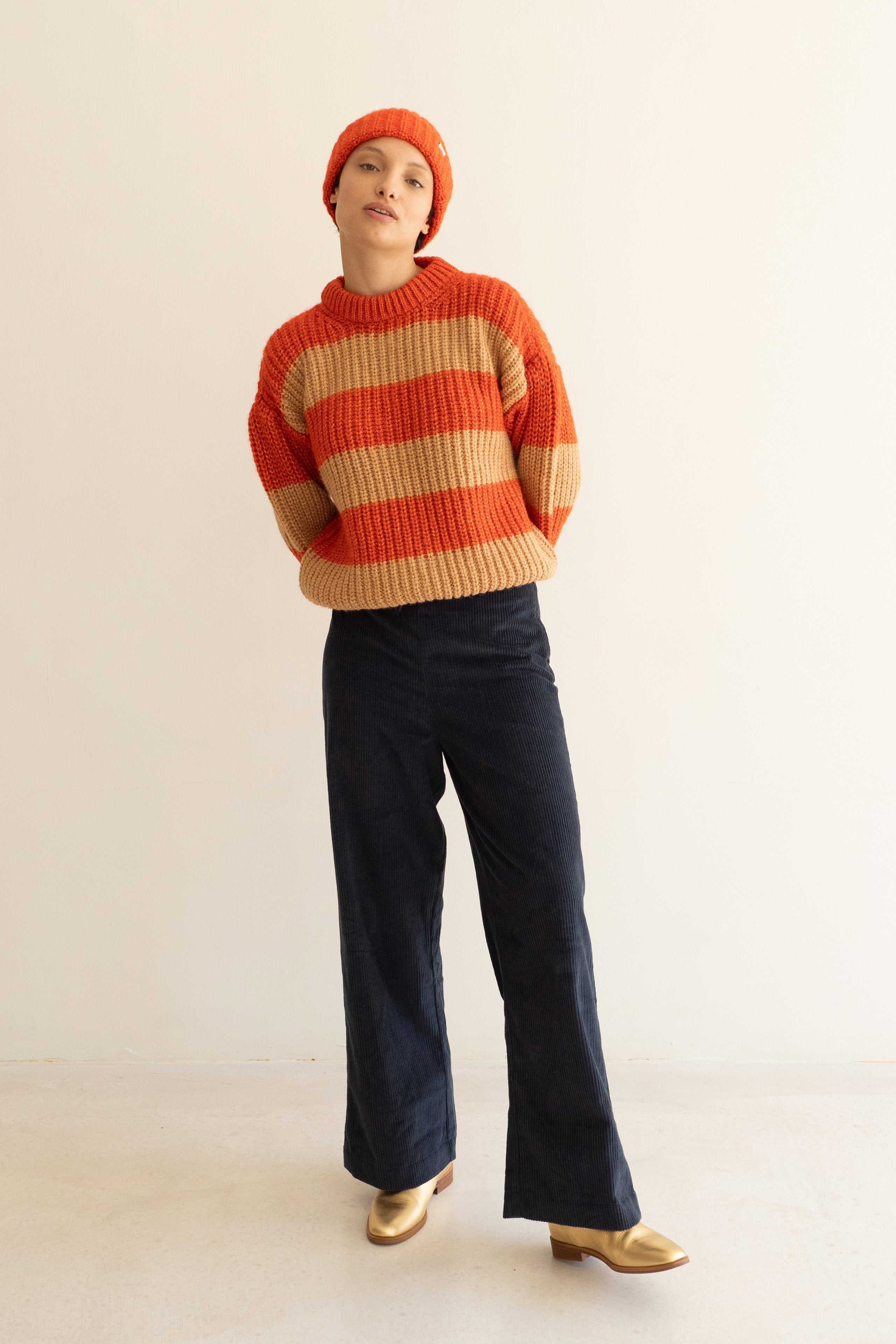 ALINA SHINY STRIPED SWEATER
