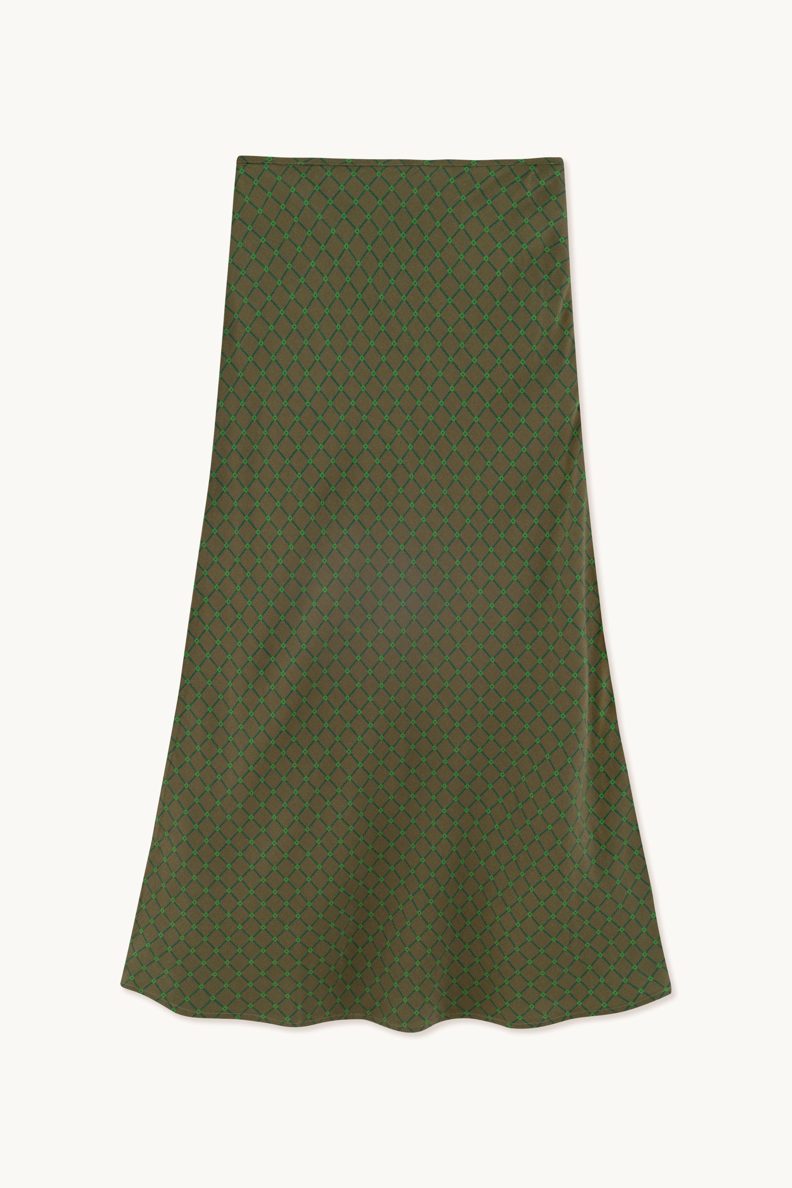 FLOWERS GRID BIAS CUT SKIRT