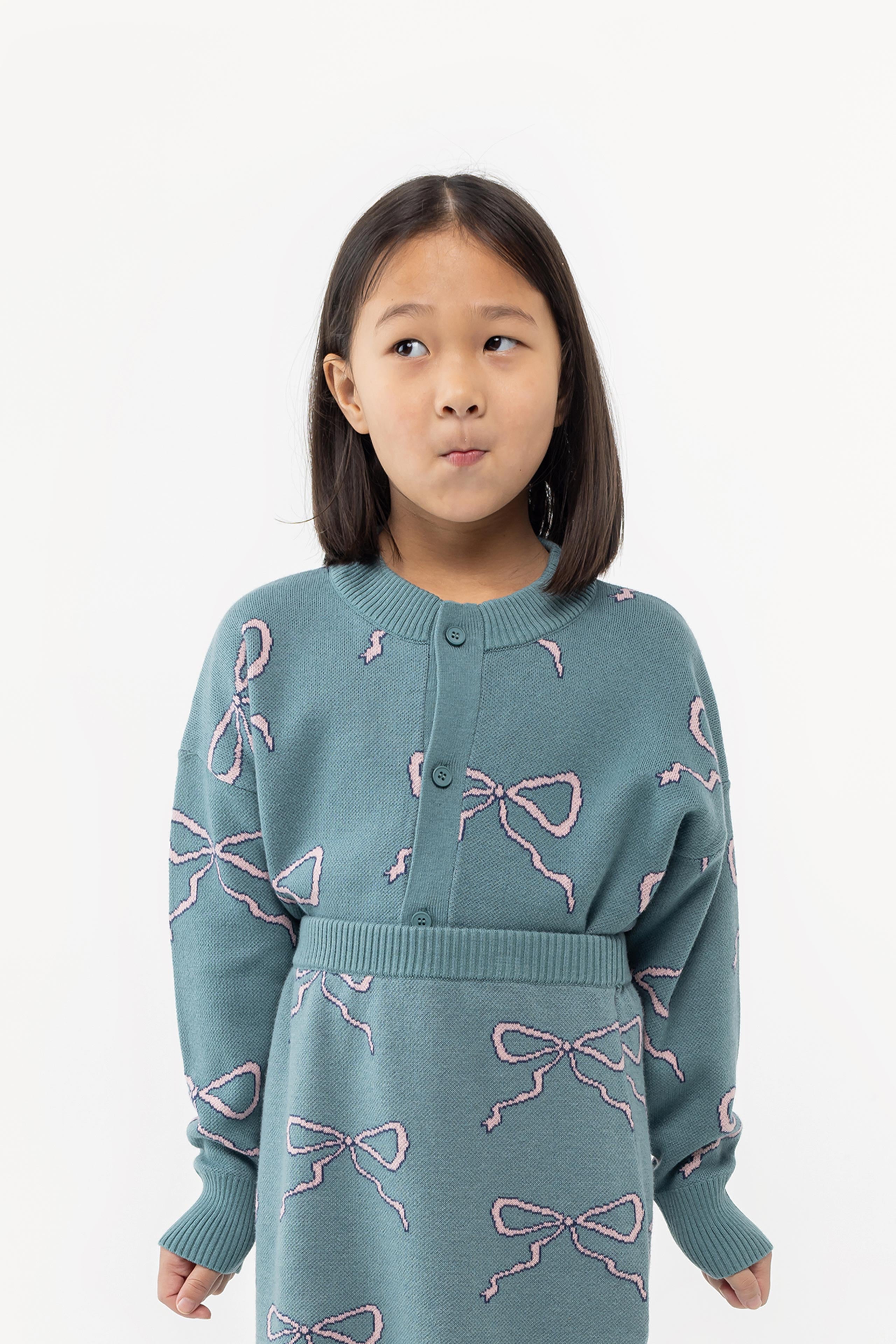 BOW MOCKNECK CARDIGAN