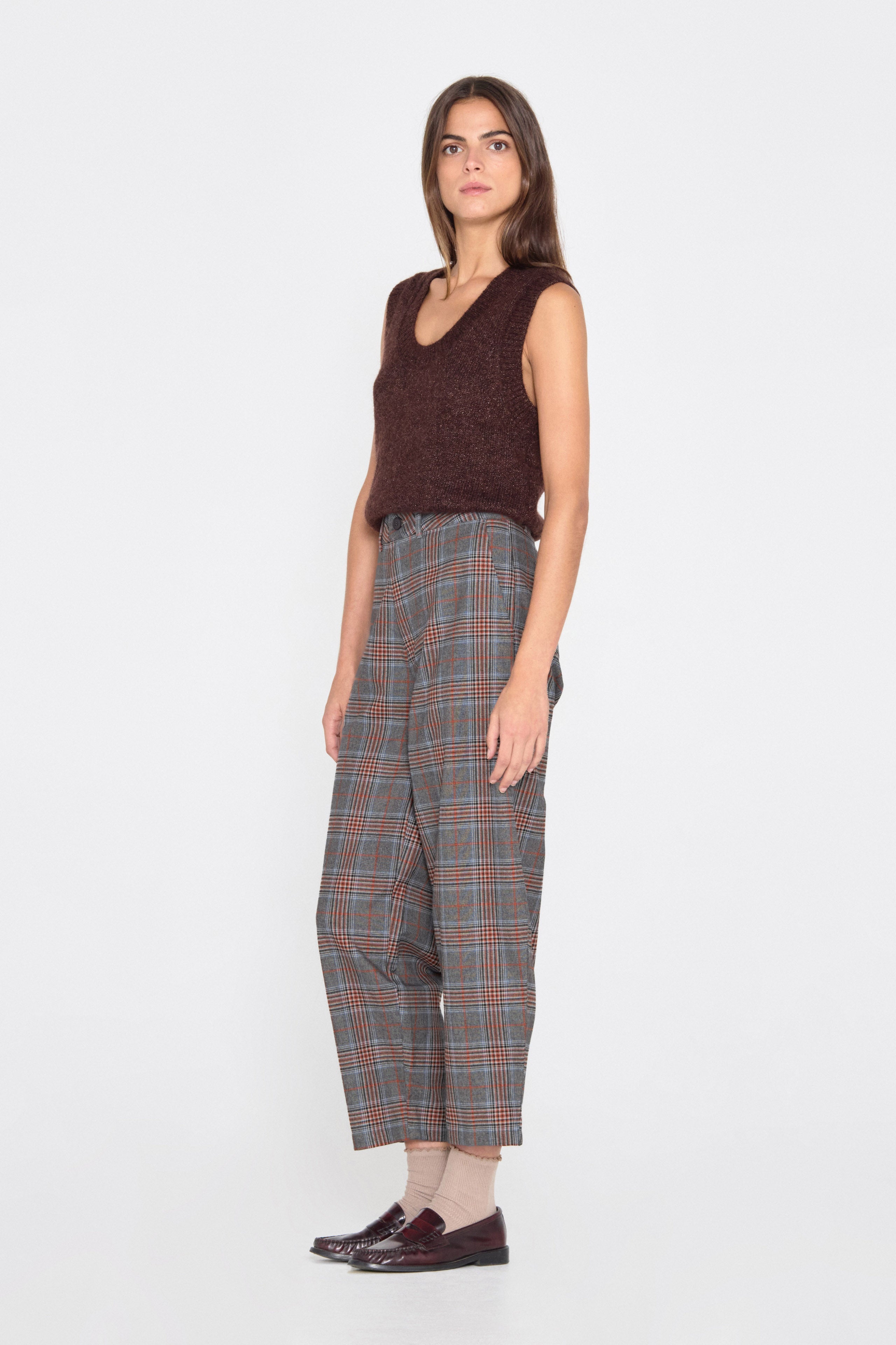 BARREL CHECK TROUSERS