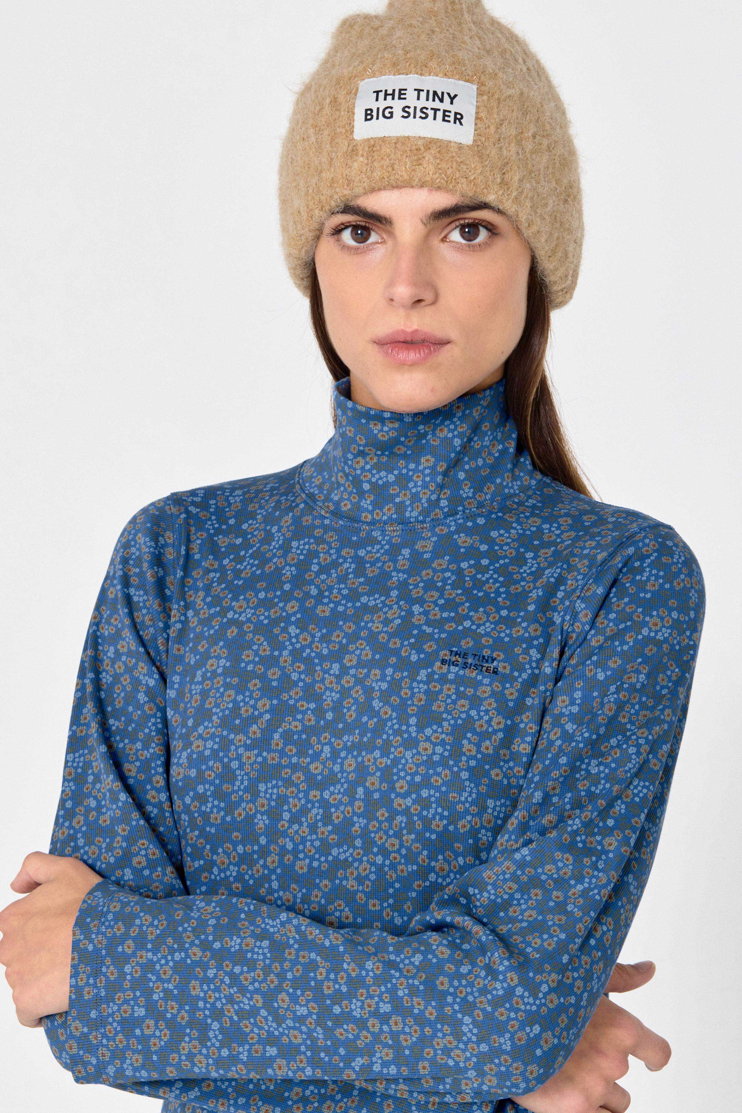 FLOWERS TURTLENECK DRESS