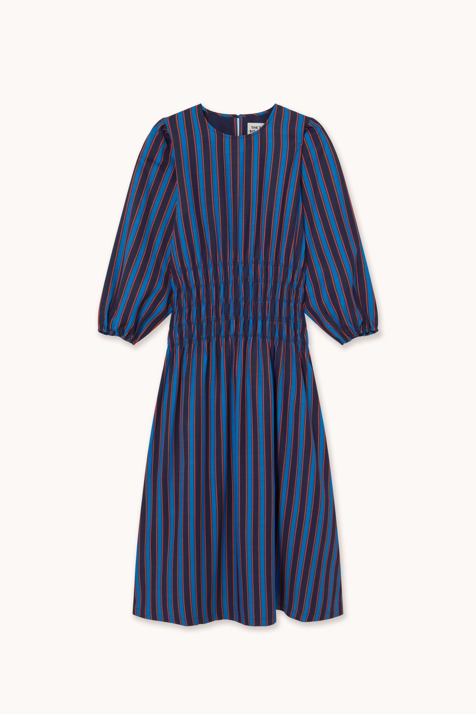 GESTREIFTES MIDI-KLEID