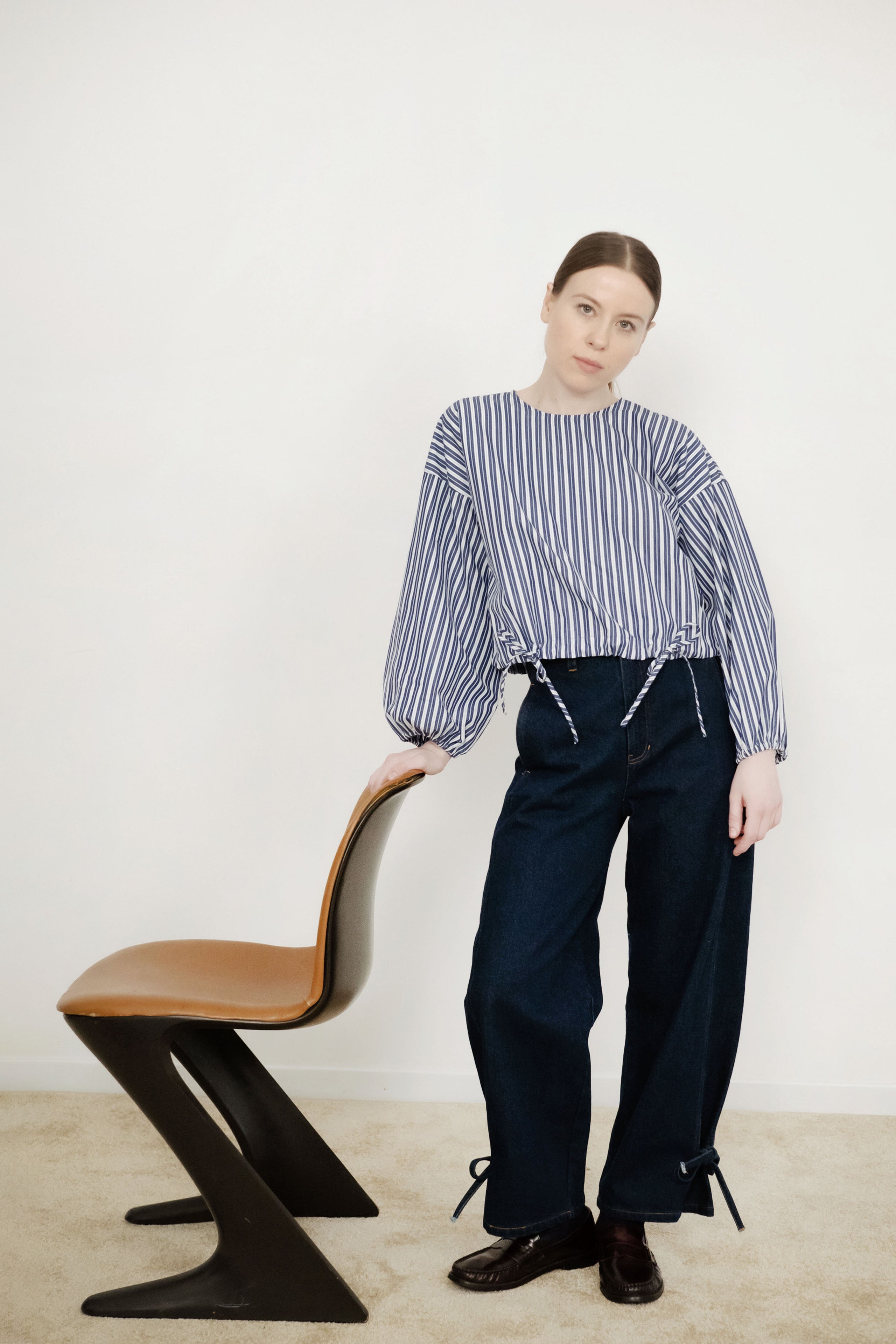 BLUSE GESTREIFT PUFFÄRMEL
