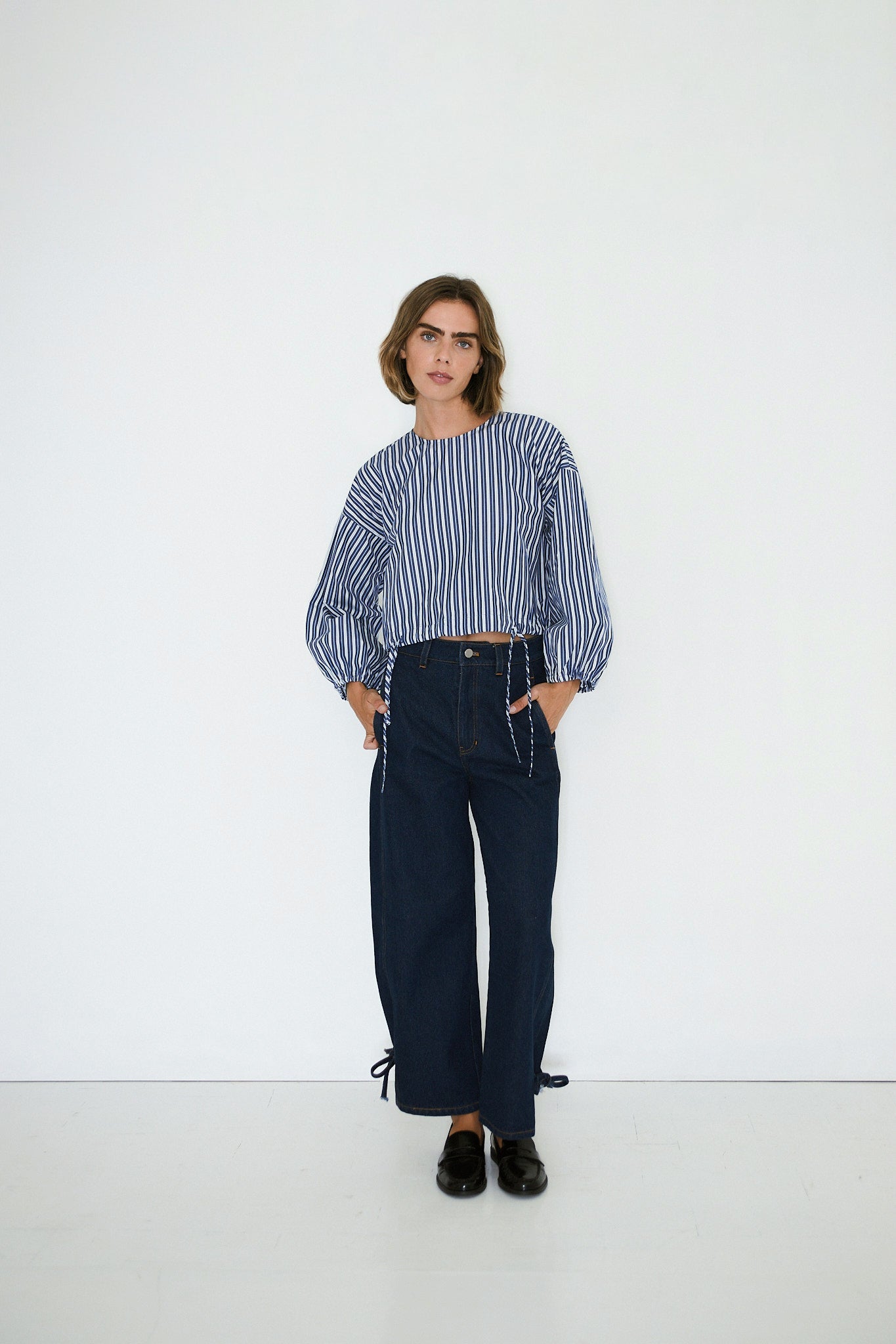 BLUSE GESTREIFT PUFFÄRMEL