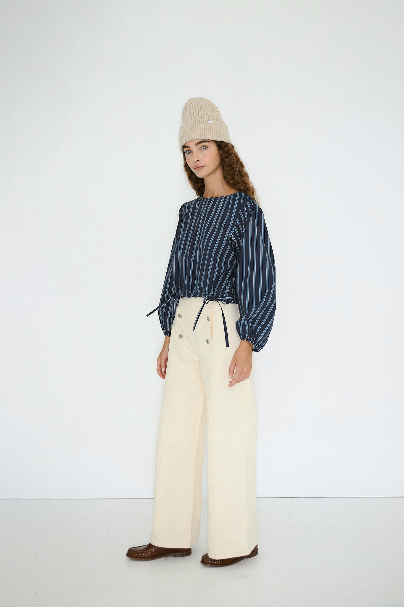 BLUSE GESTREIFT PUFFÄRMEL