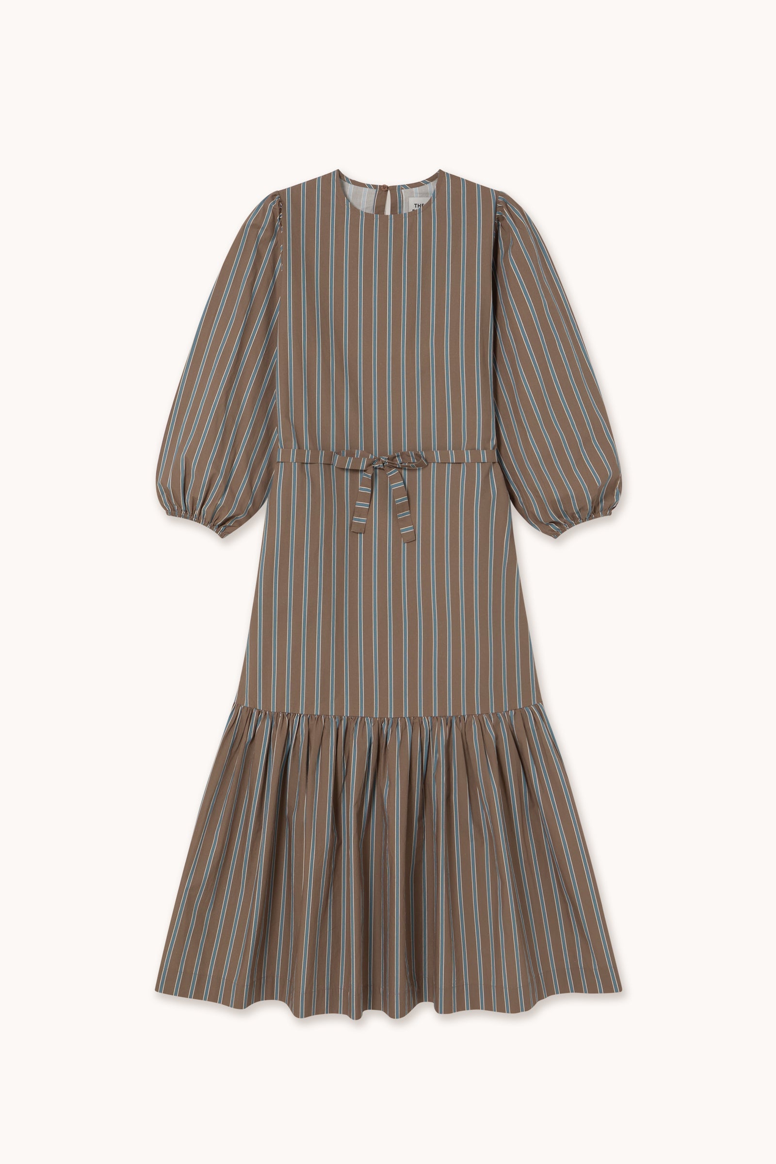 GESTREIFTES KLEID MIT RÜSCHEN