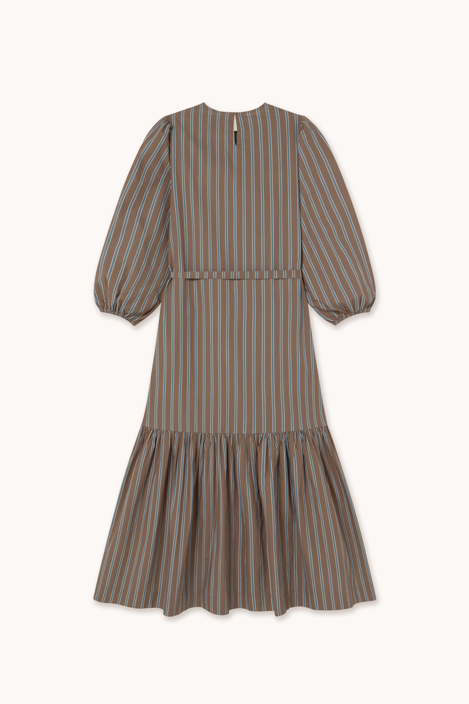 GESTREIFTES KLEID MIT RÜSCHEN