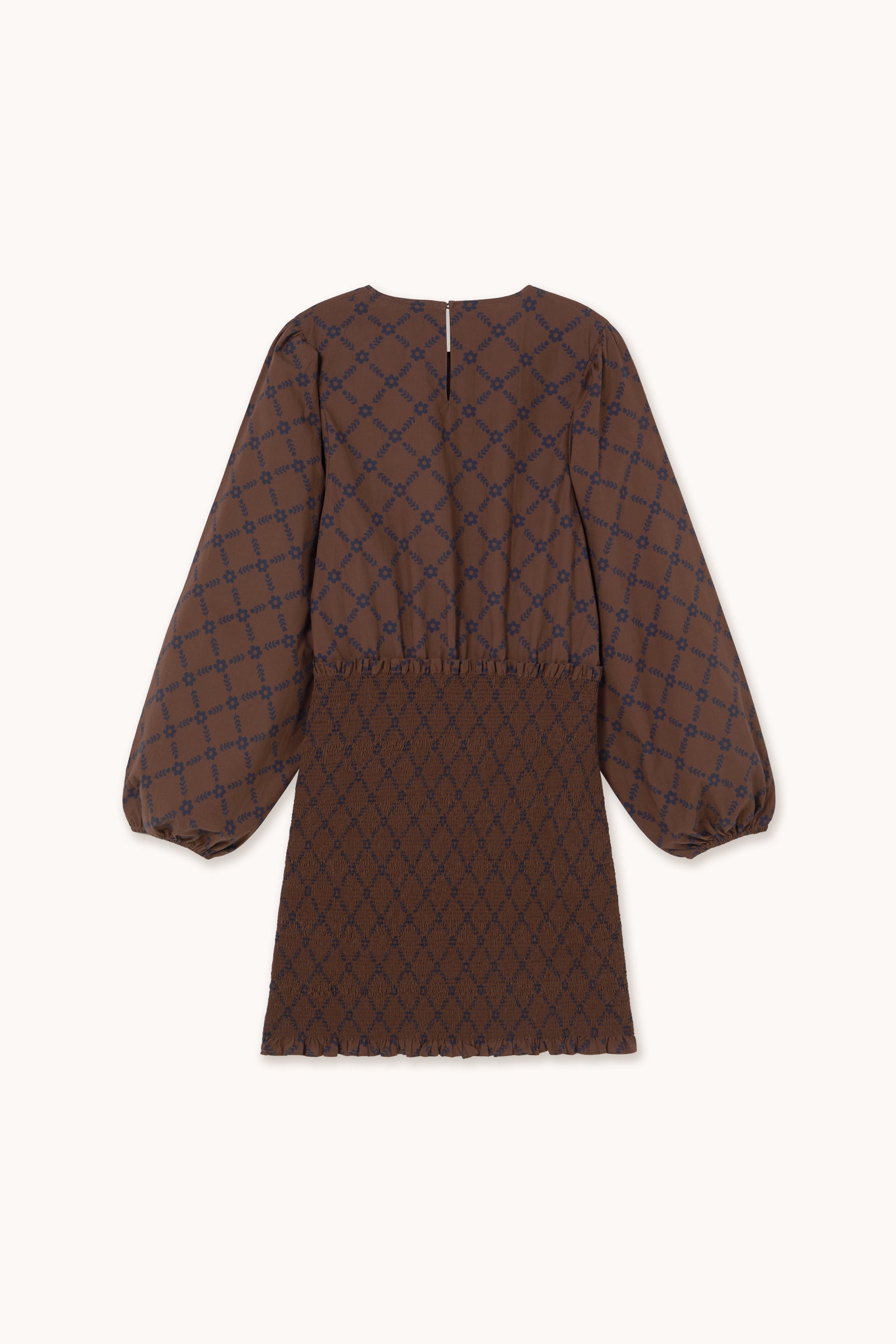 KLEID MIT PUFFÄRMELN GRID FLOWERS
