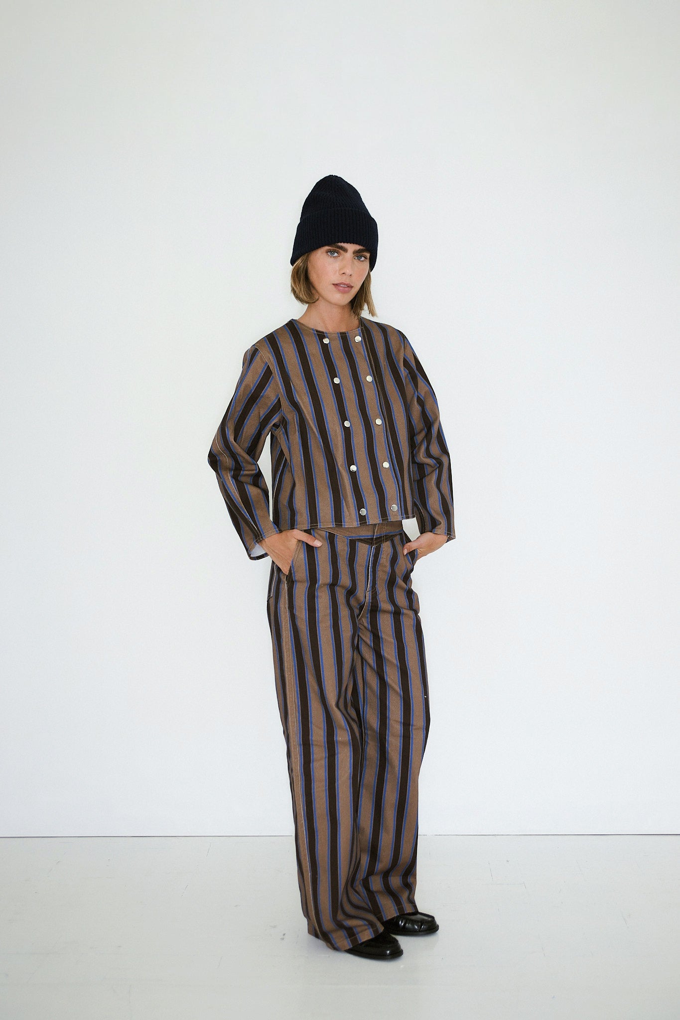 JACKE GESTREIFT TWILL