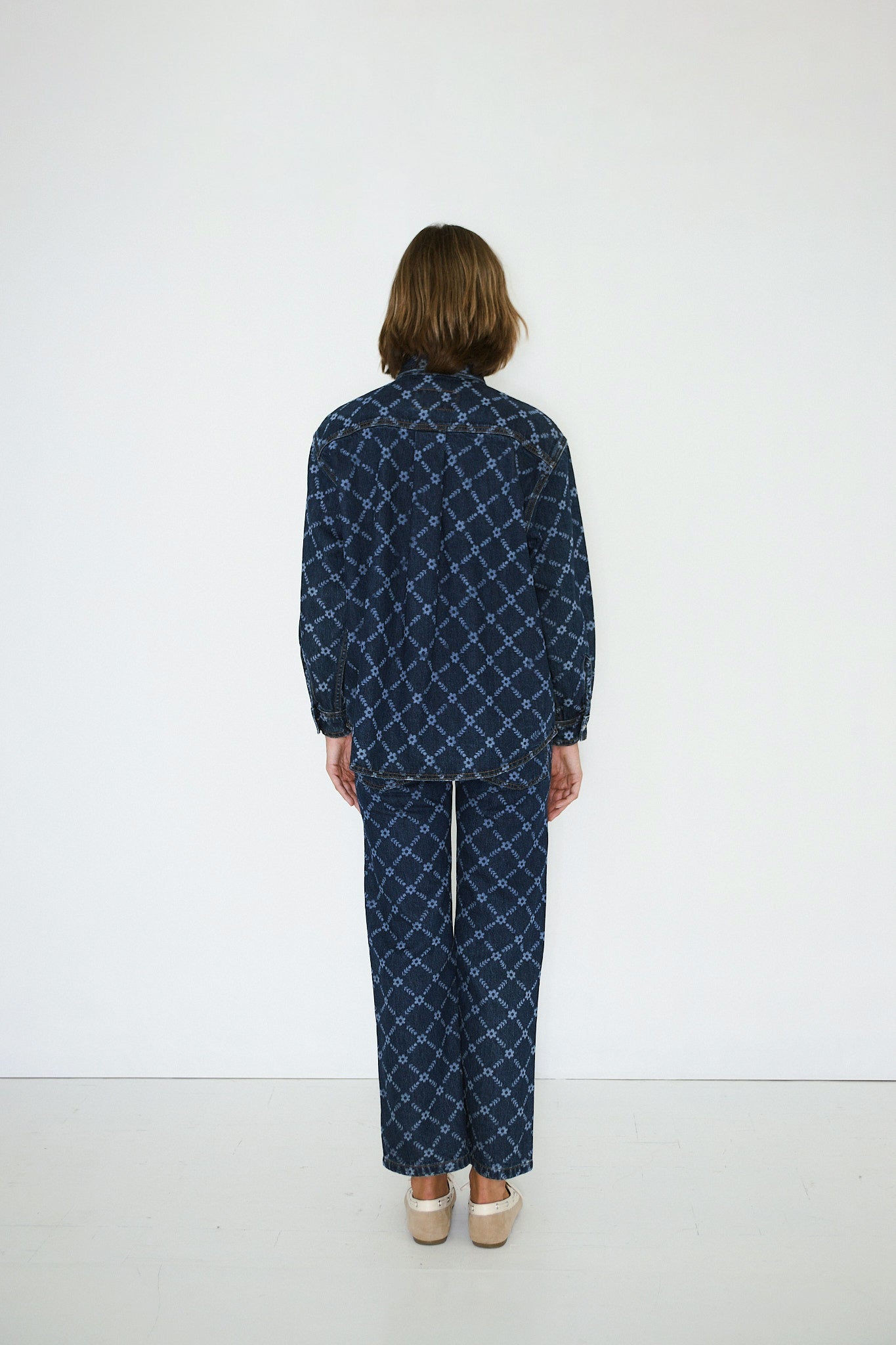 DENIM MARU GRID FLOWERS
