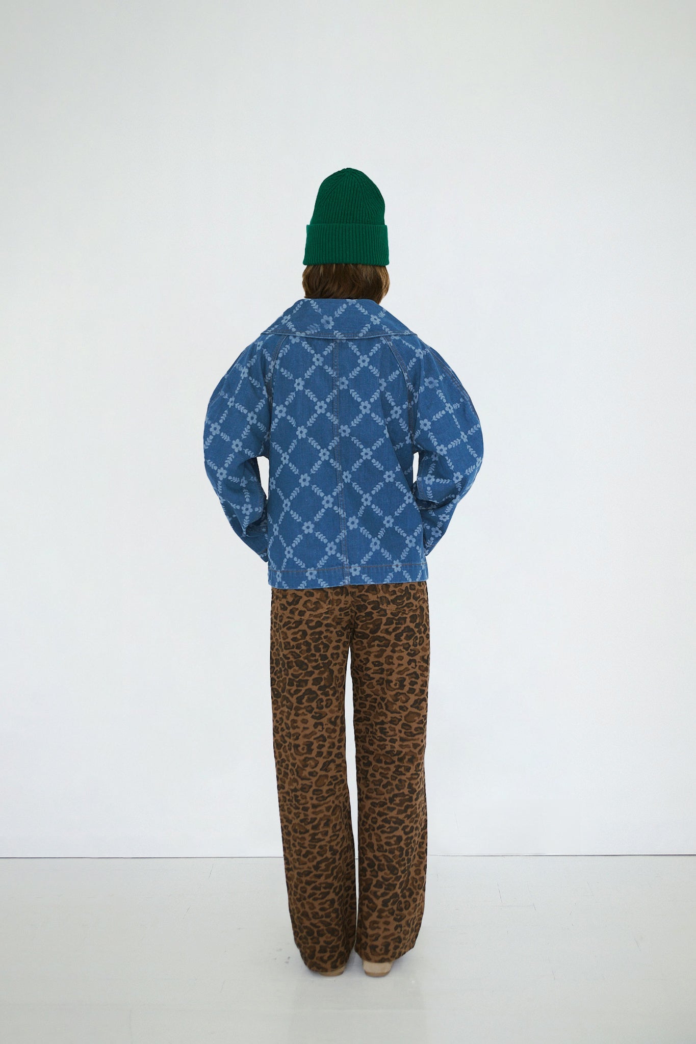 JEANSJACKE GRID FLOWERS