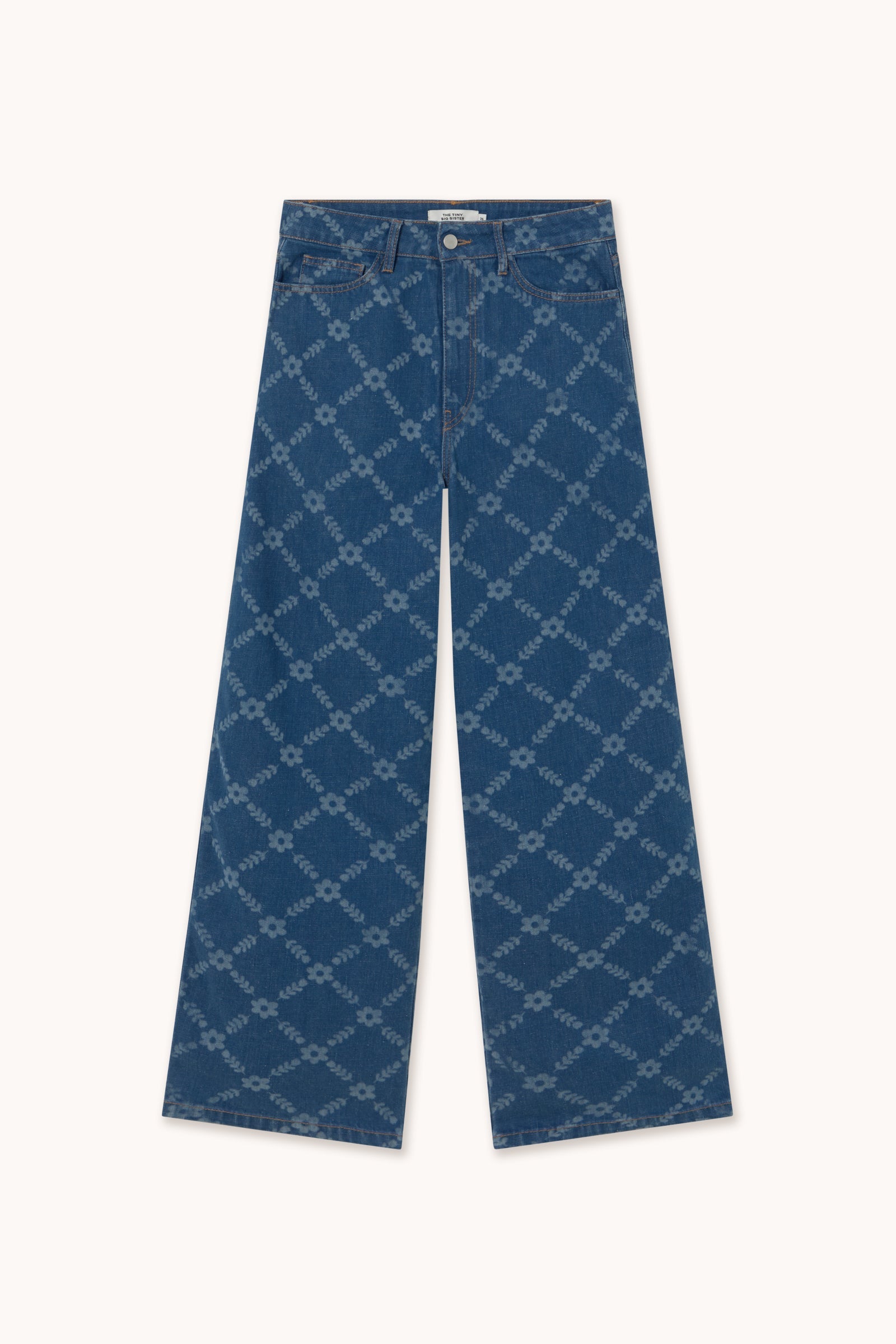 DENIM GRID BERTA FLOWERS