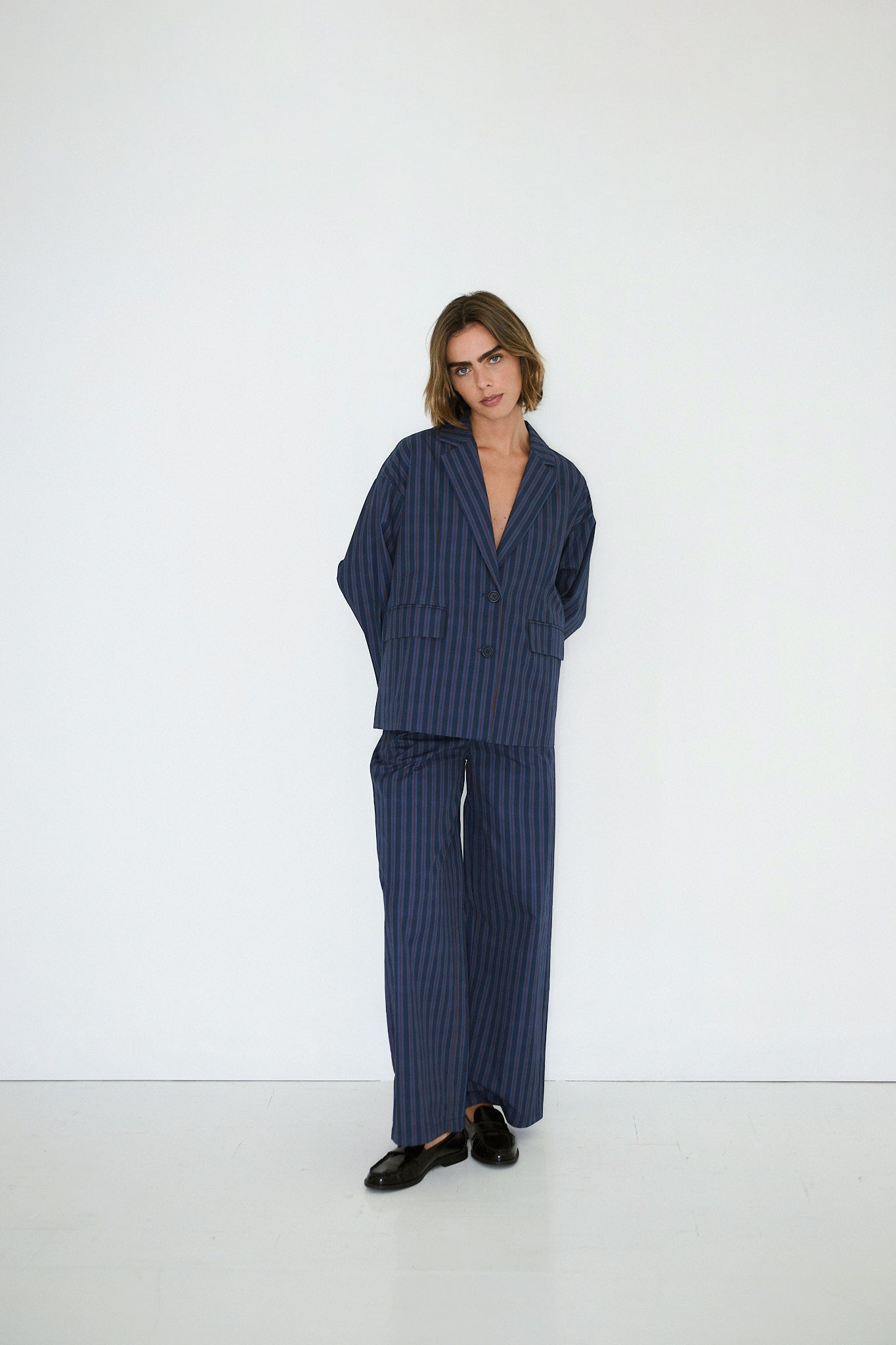 GESTREIFTER TWILL-BLAZER
