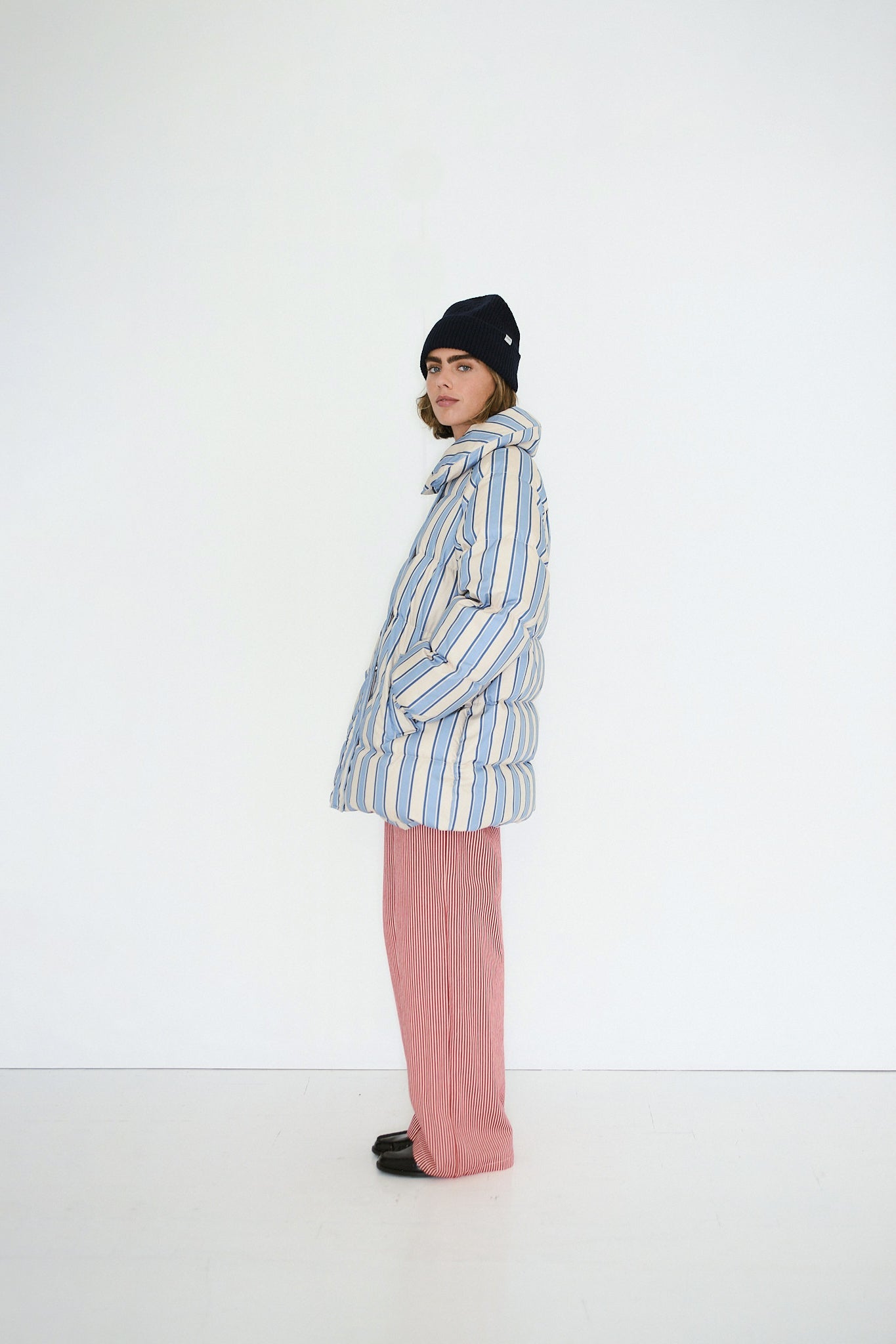 GESTREIFTE MIDI-JACKE