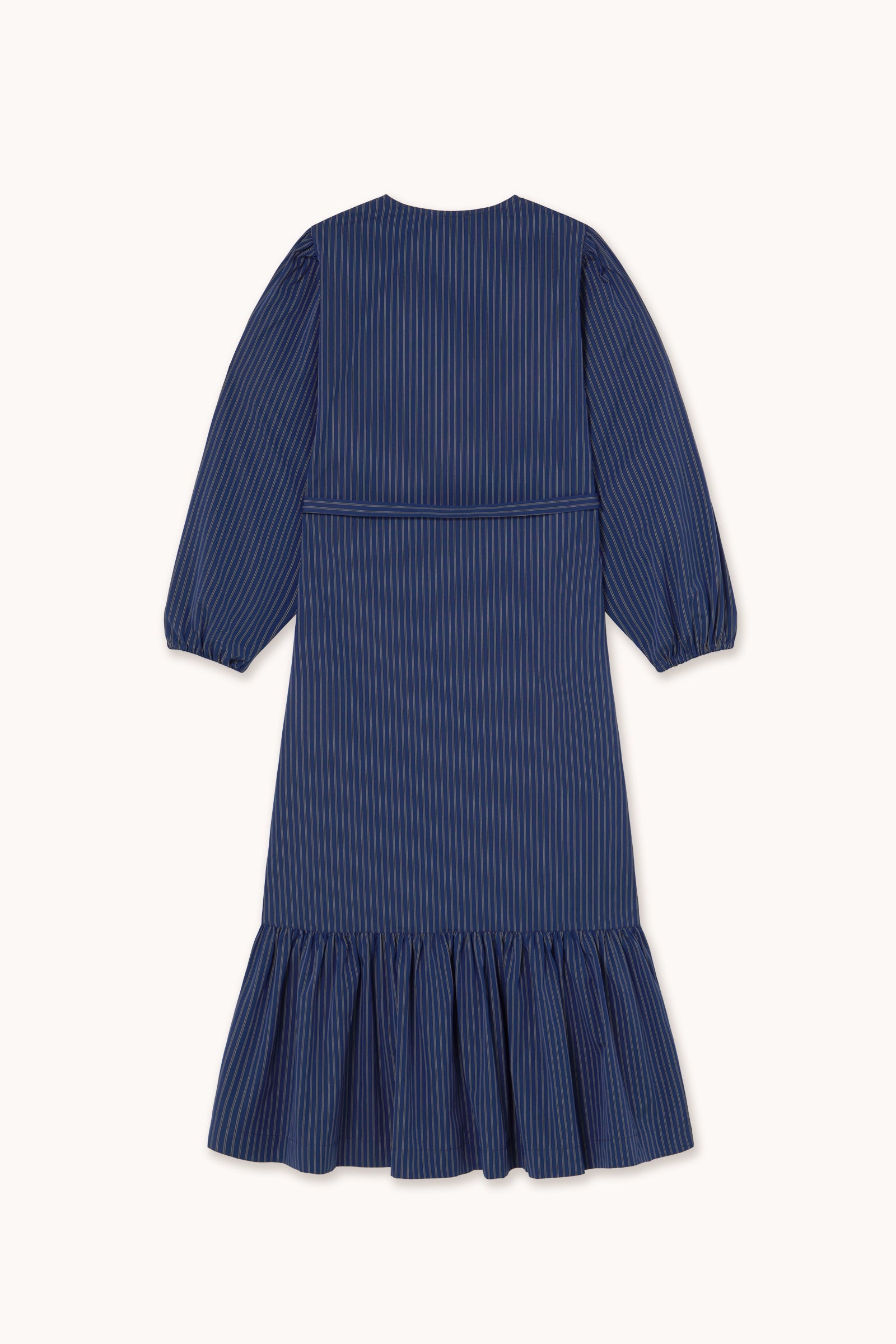 GESTREIFTES KLEID MIT RÜSCHEN