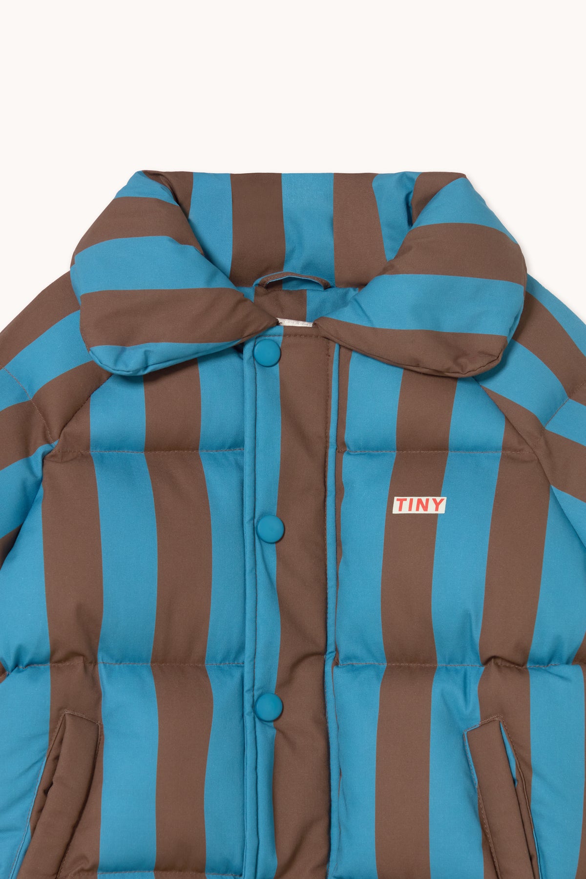 BLUE-CACAO STRIPES SHORT PADDED JACKET