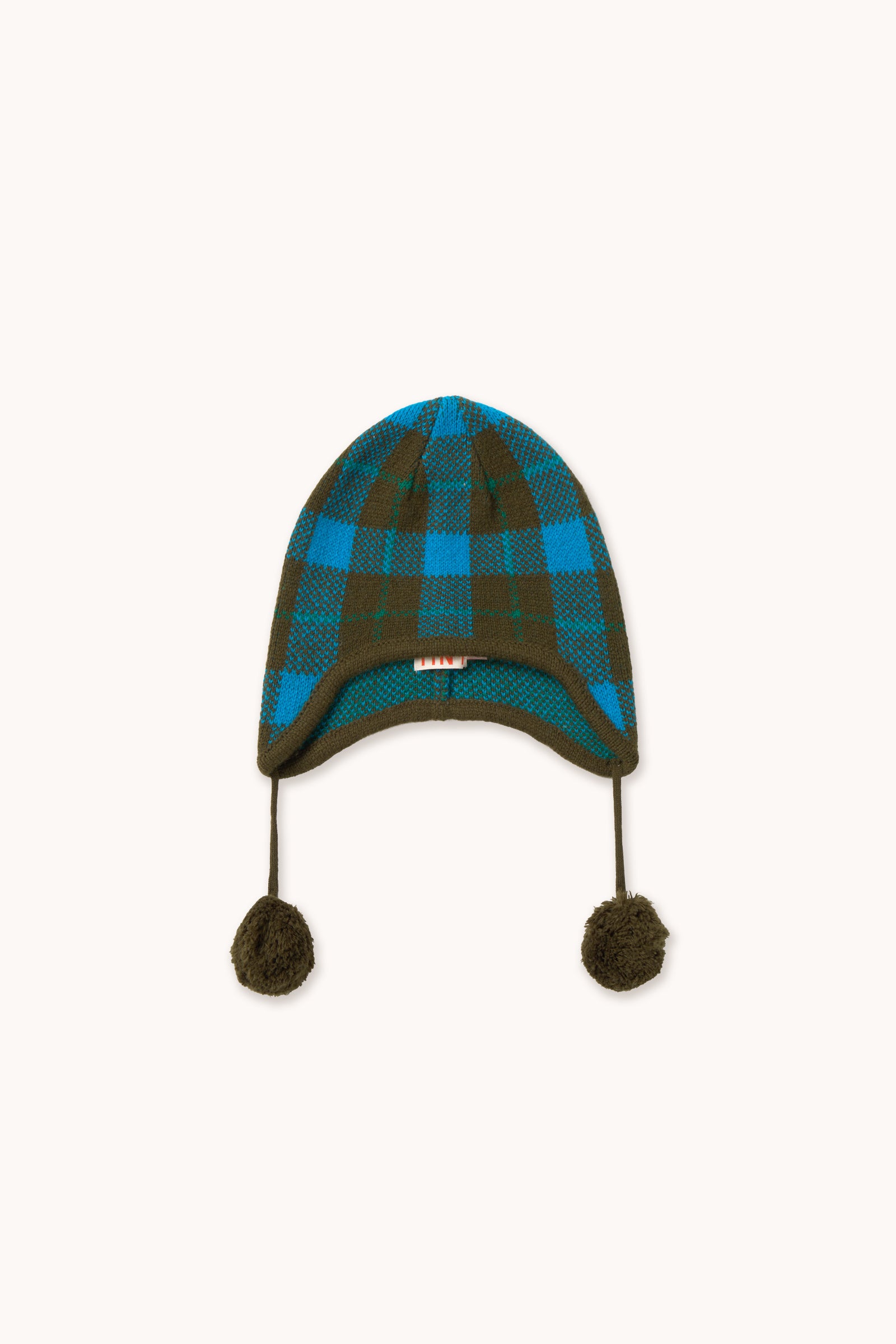 BONNET BLEU À OREILLETTES CHECK