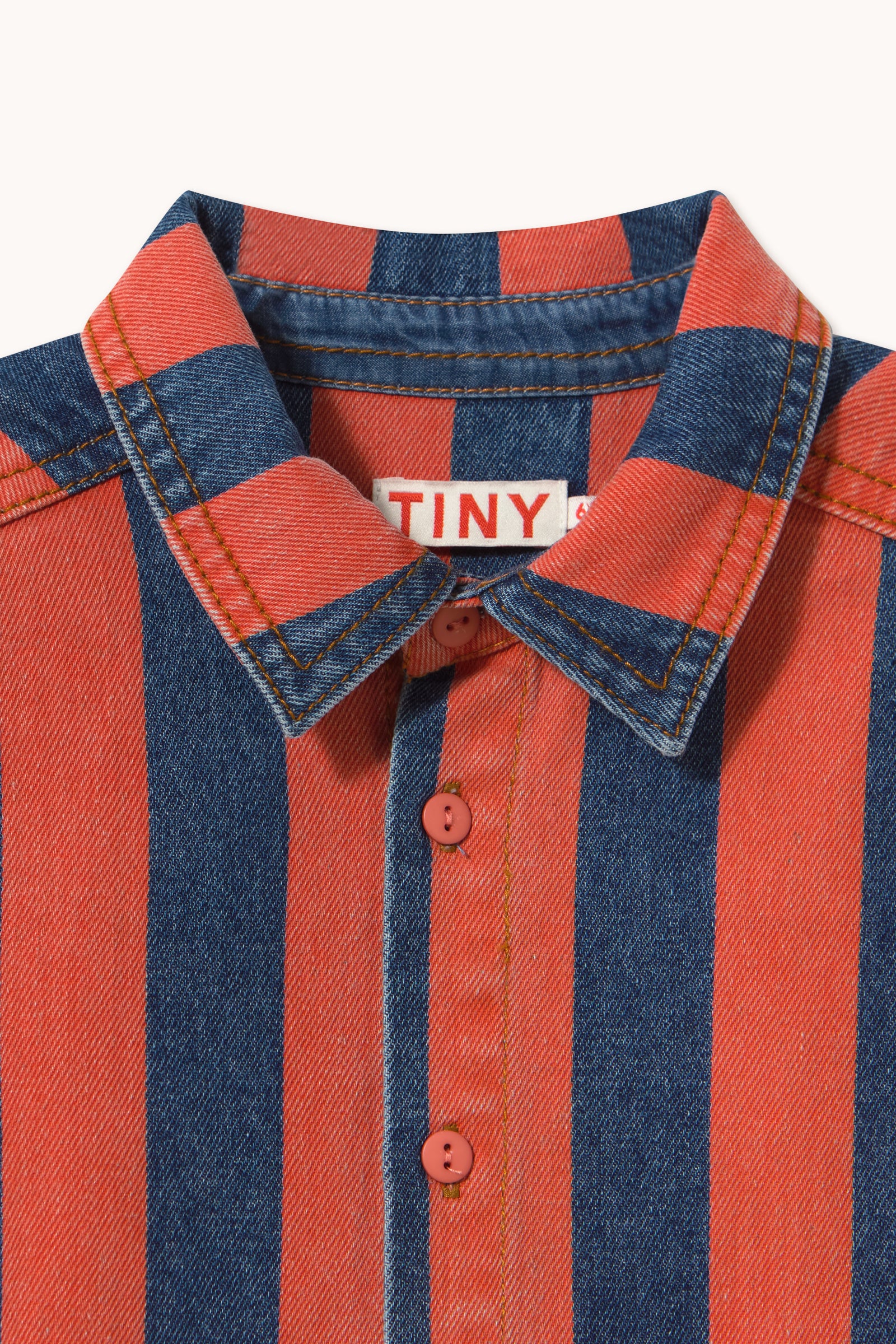 RED-BLUE STRIPED DENIM SHIRT
