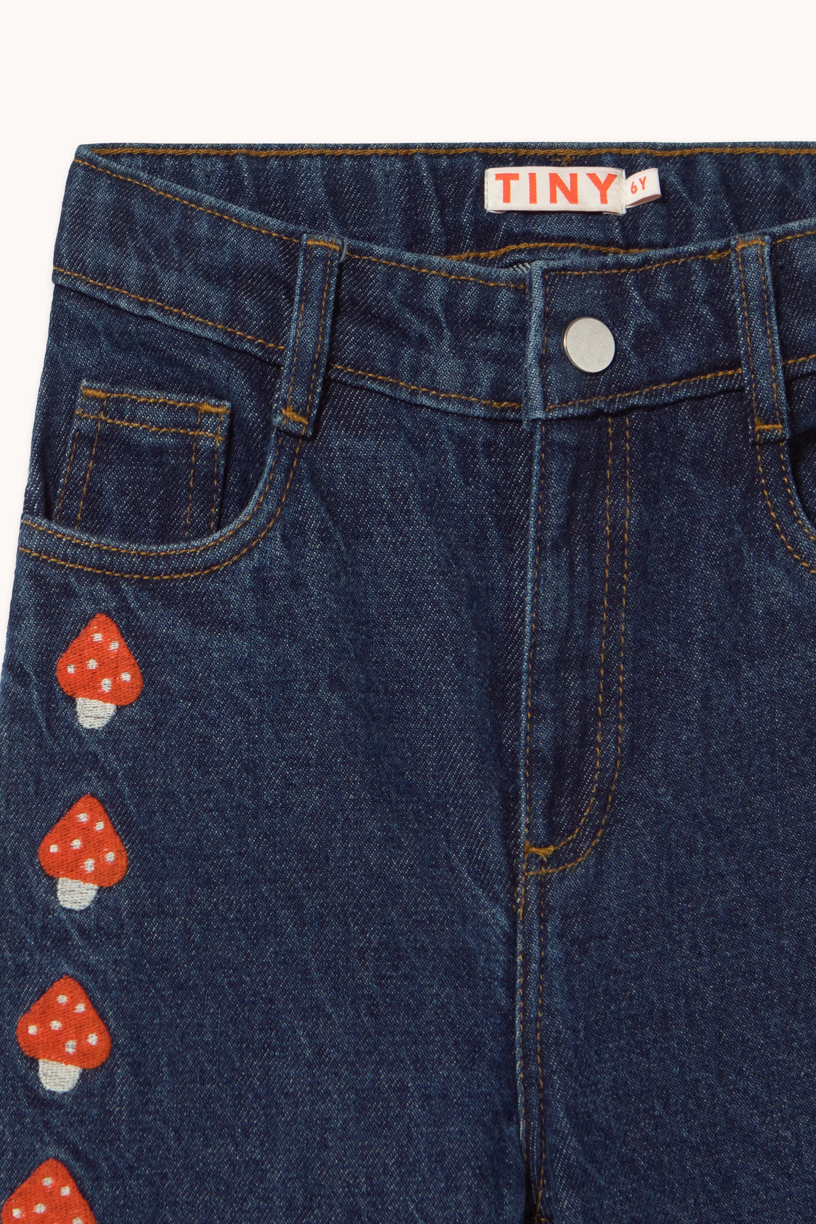 MINI MUSHROOMS EMBROIDERED JEANS