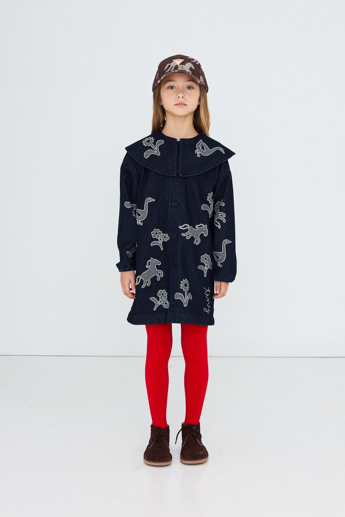 HORSES & FLOWERS DENIM DRESS