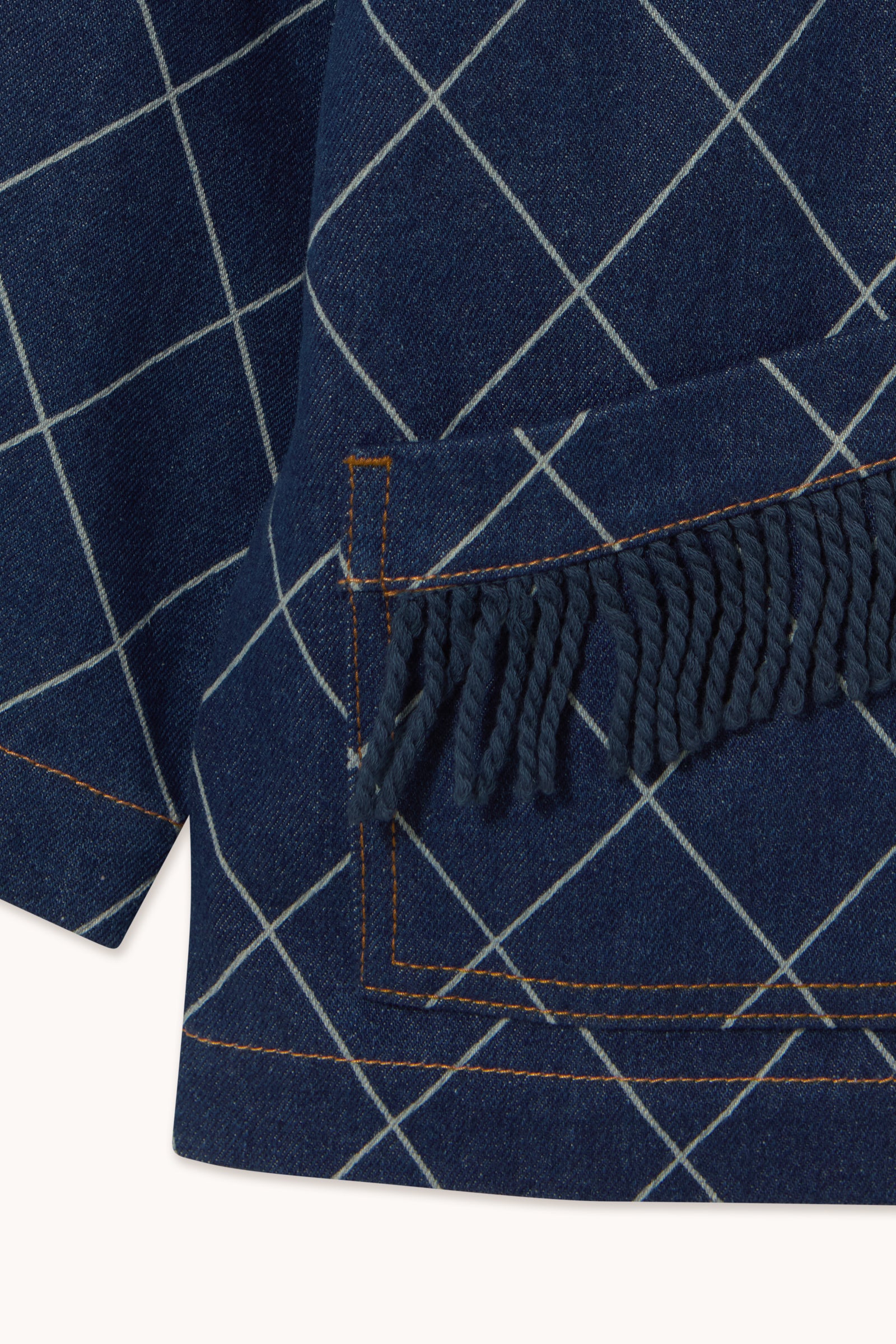 DENIMJACKE MIT FRANSEN DIAMOND PATTERN