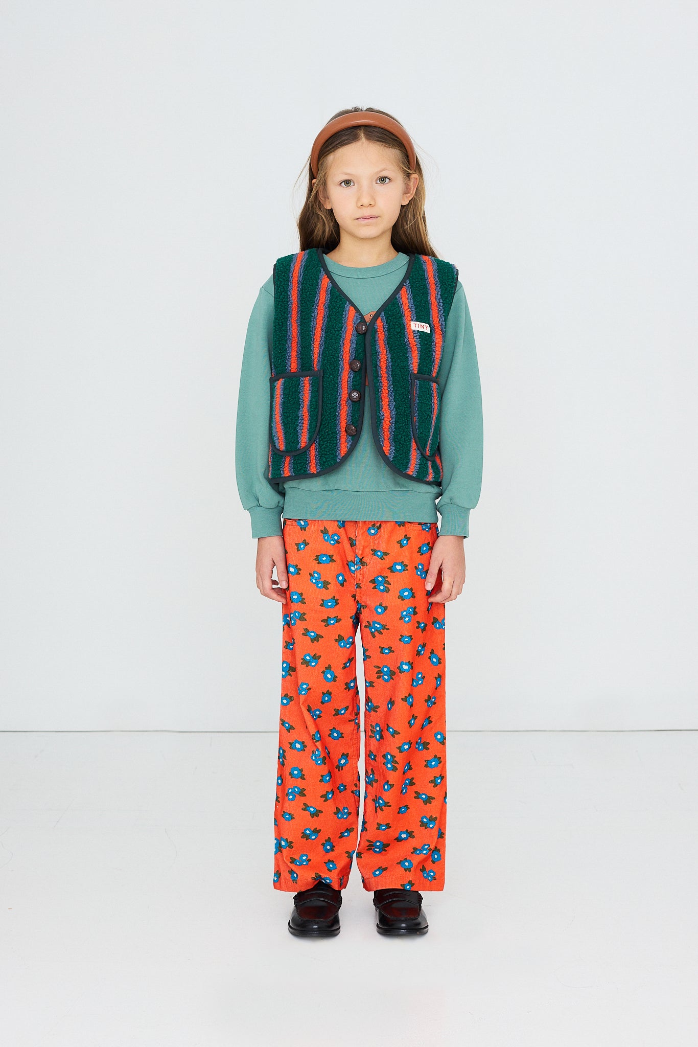 BLUE FLOWERS STRAIGHT CORDUROY PANTS