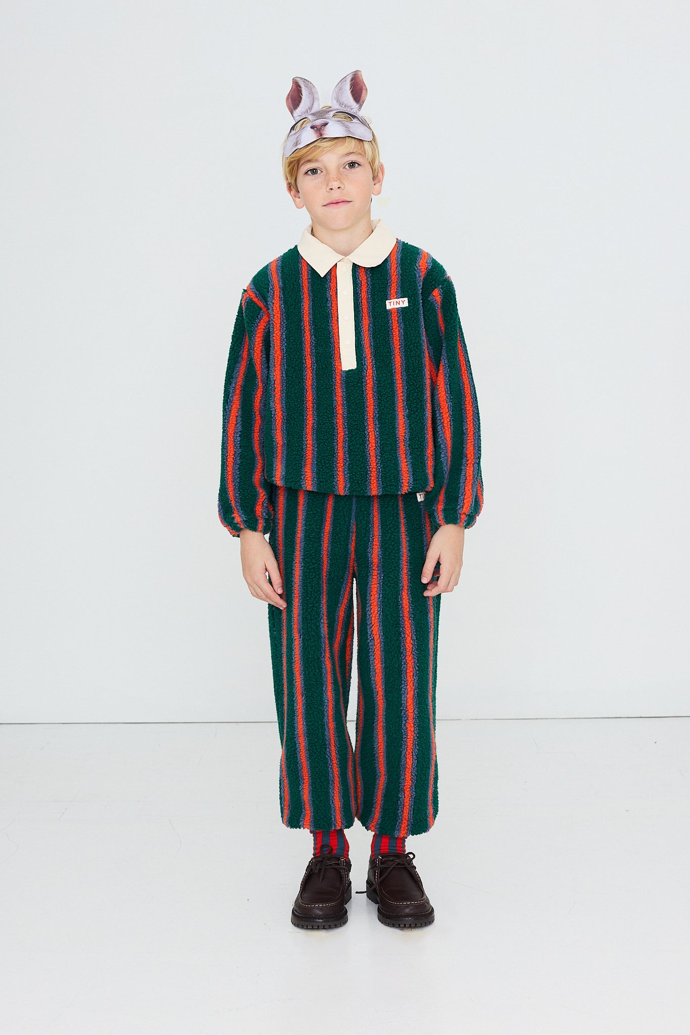 MULTICOLOR STRIPES SHERPA COLLAR SWEATSHIRT