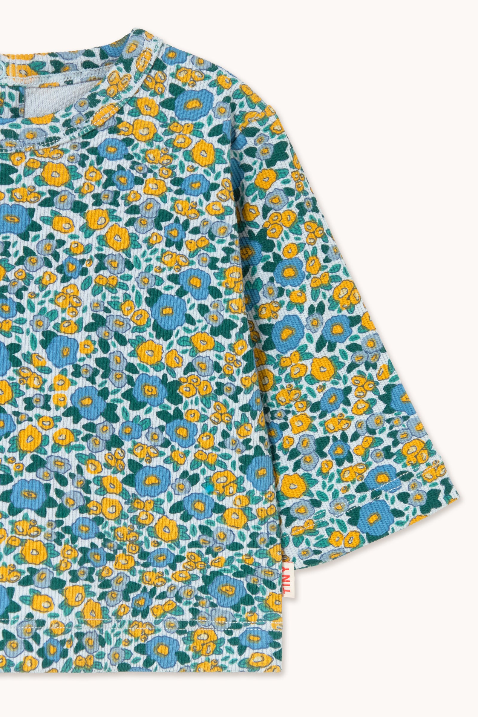 BABY-GERIPPTES T-SHIRT FLOWER PATTERN