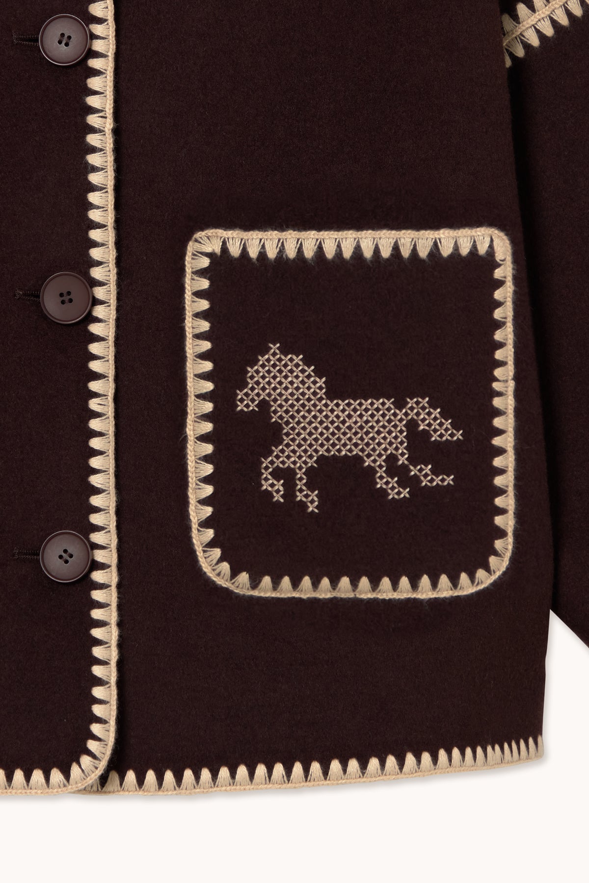 SHORT HORSES EMBROIDERED COAT
