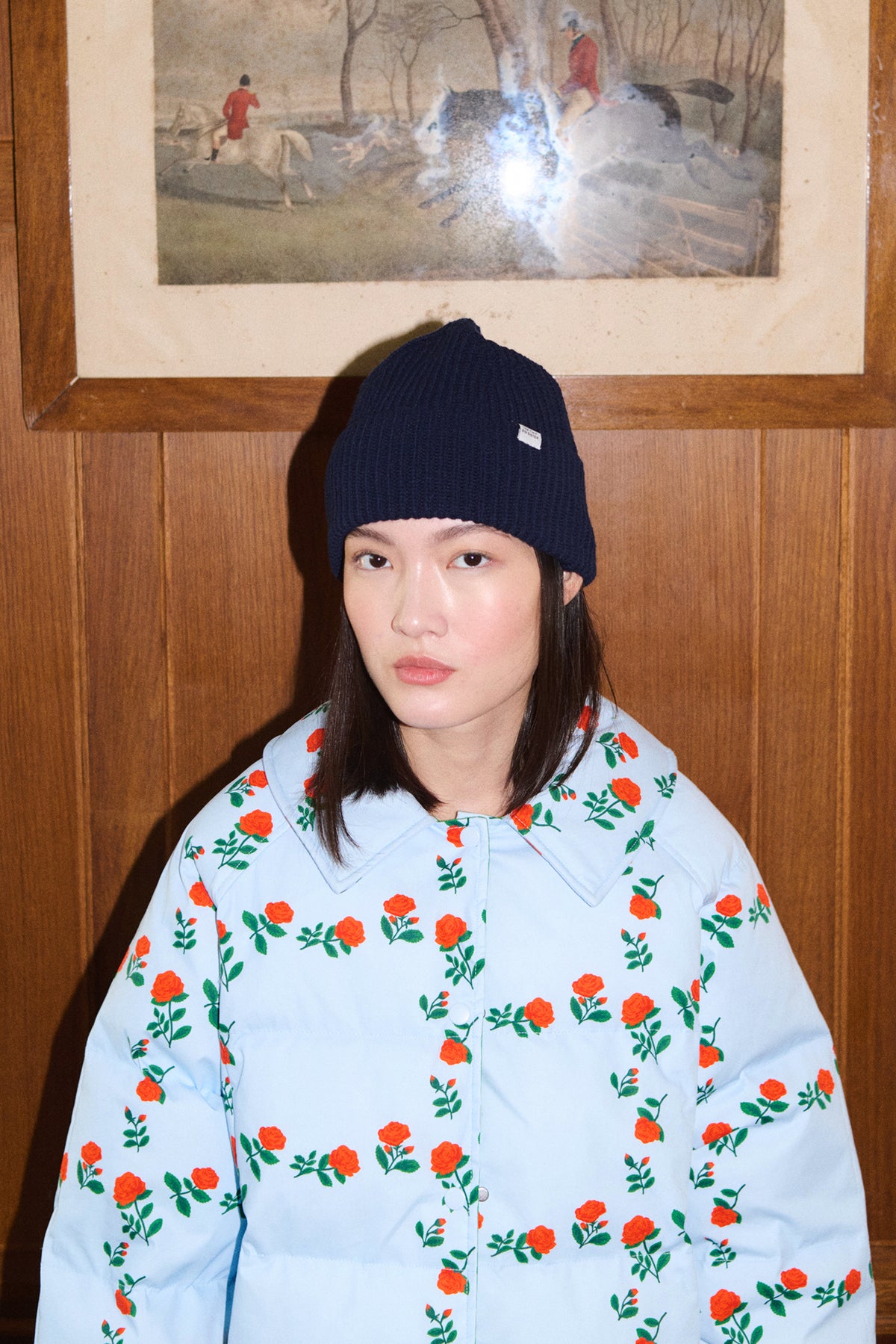 VESTE MI-LONGUE ROSES