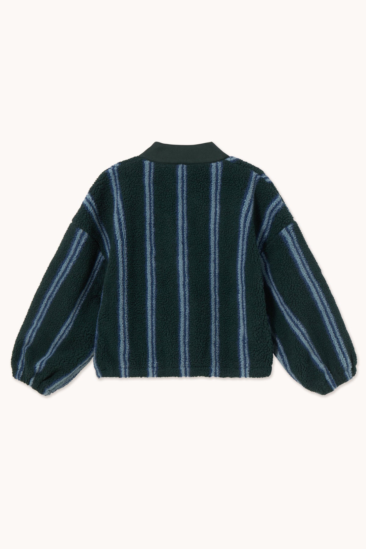 V NECK STRIPES SHERPA JACKET