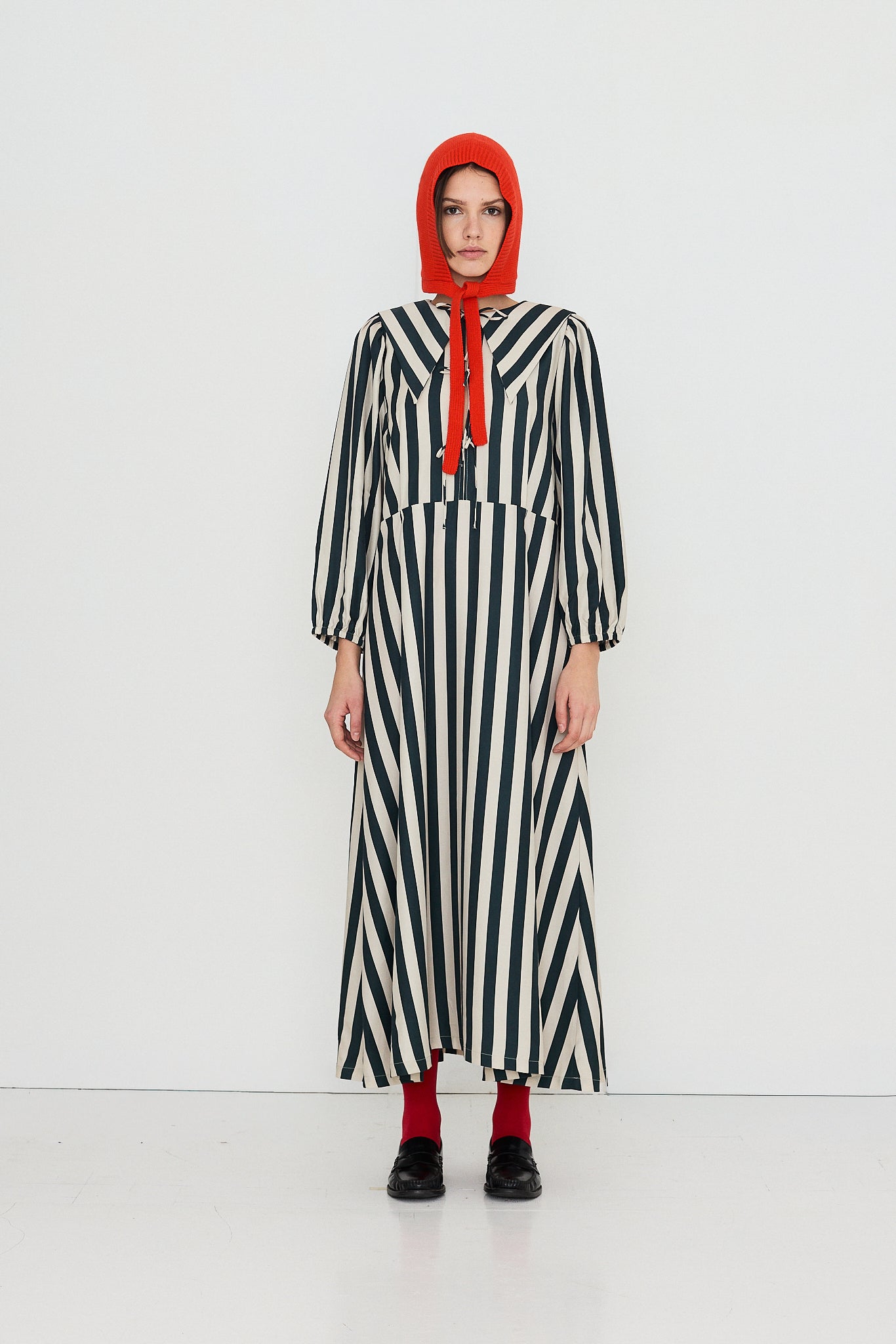 STRIPED MIDI DRESS