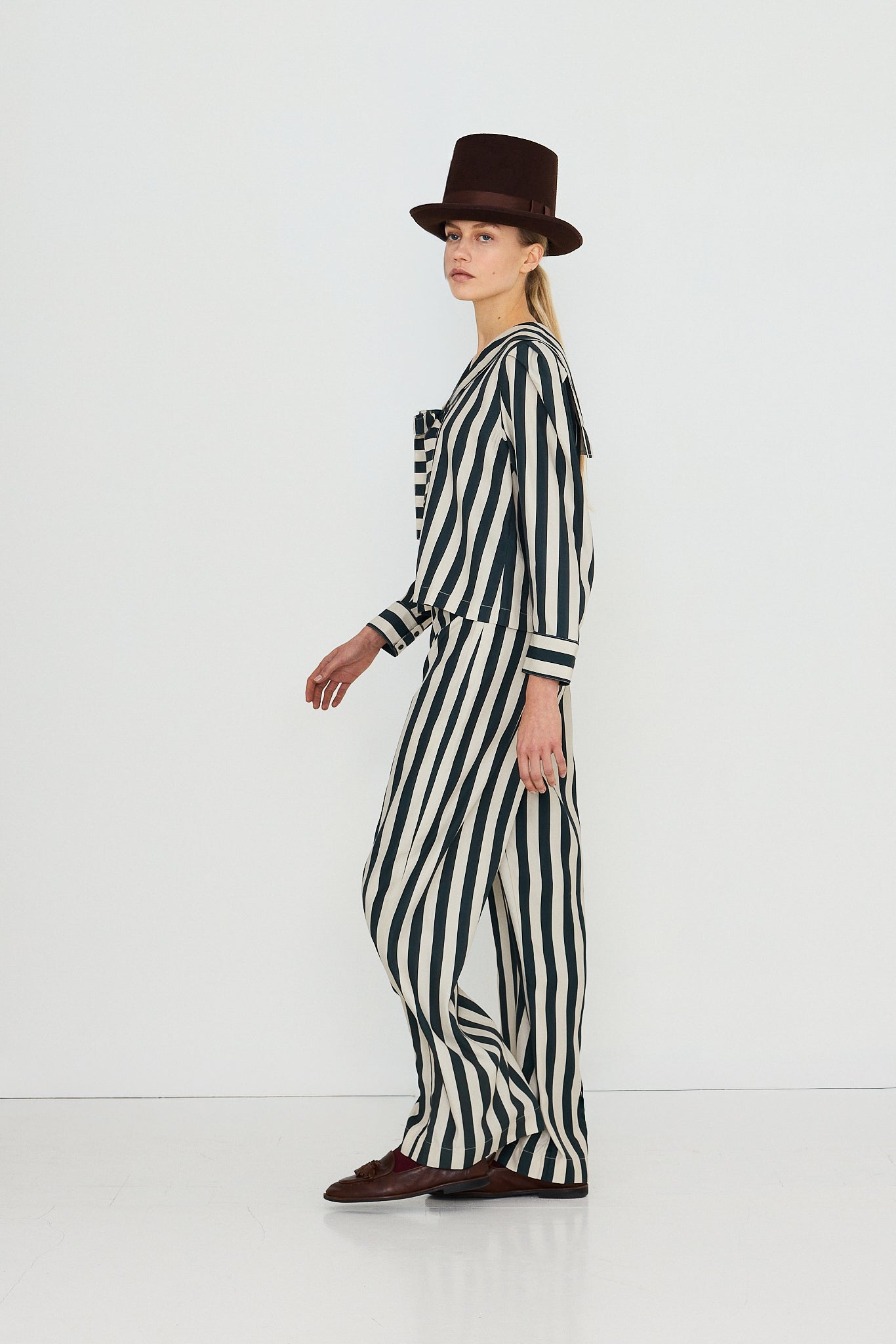 BLOUSE À COL MARIN RAYÉ
