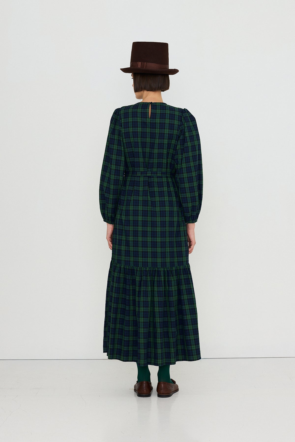 VESTIDO CON VOLANTES GREEN CHECK