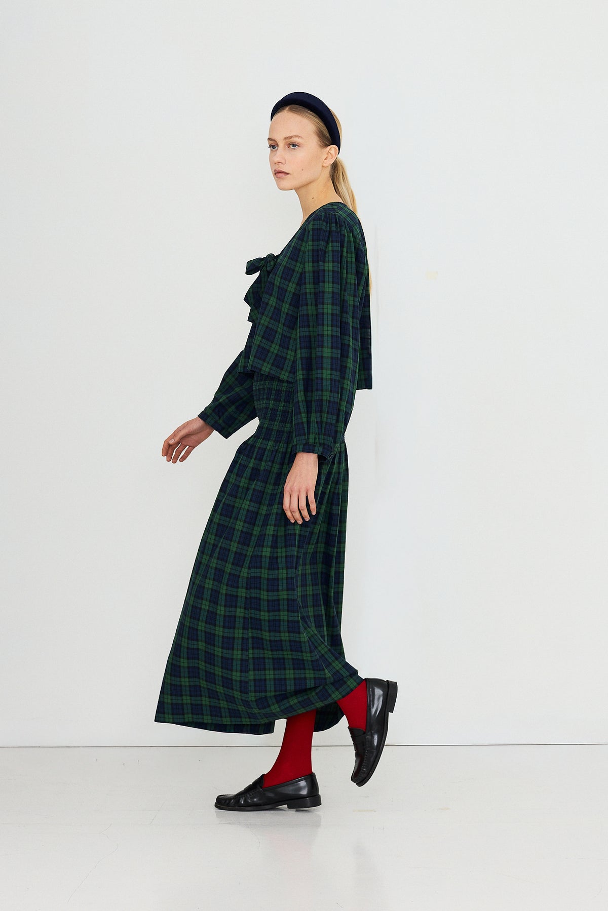BLUSA GREEN CHECK BOW