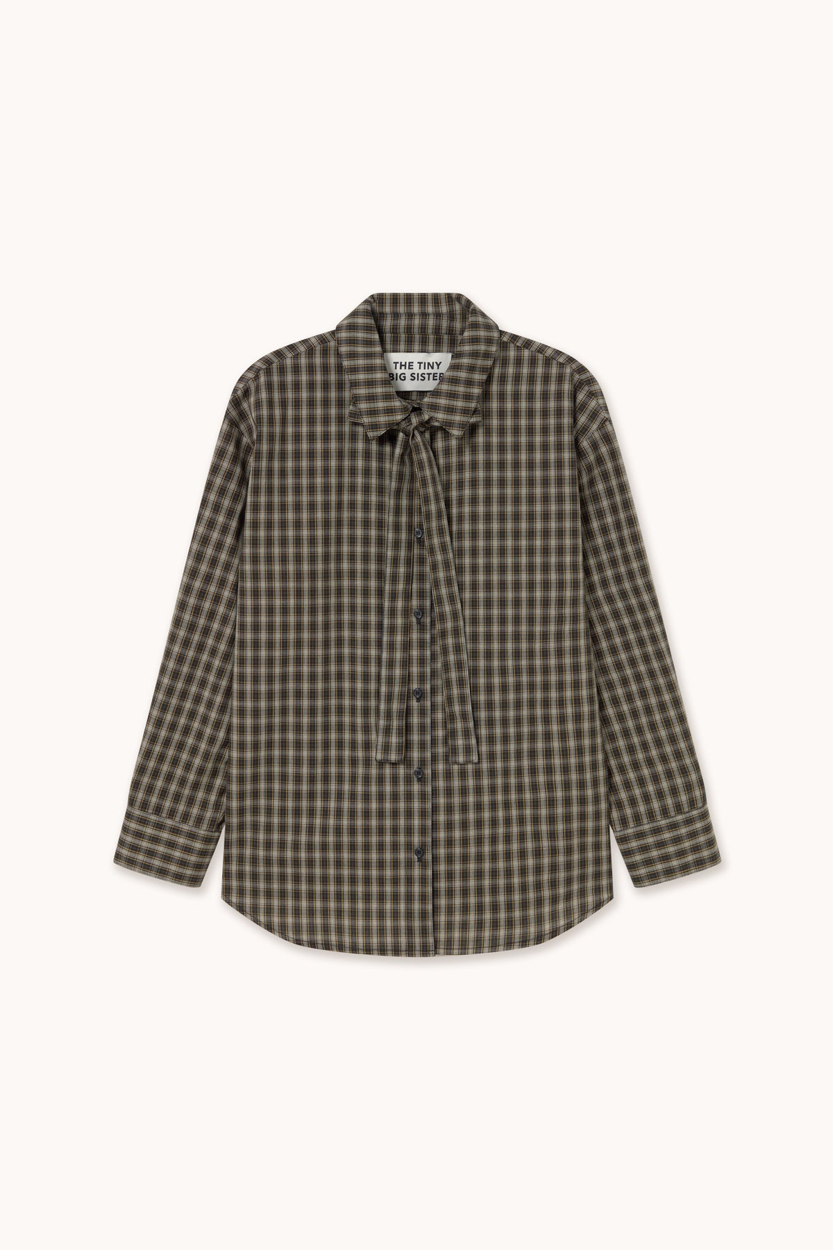 CHECK BOW NECK SHIRT