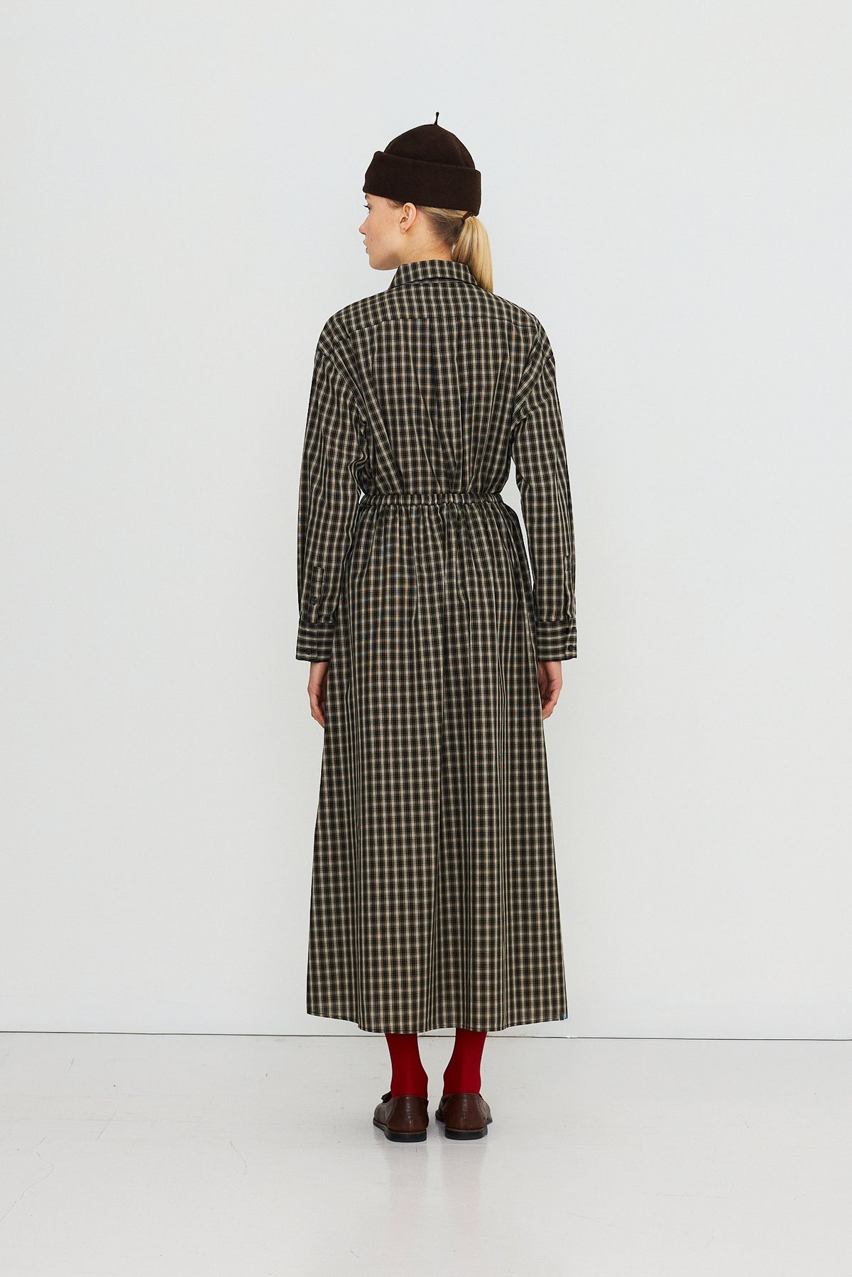 CHECK BOW NECK SHIRT
