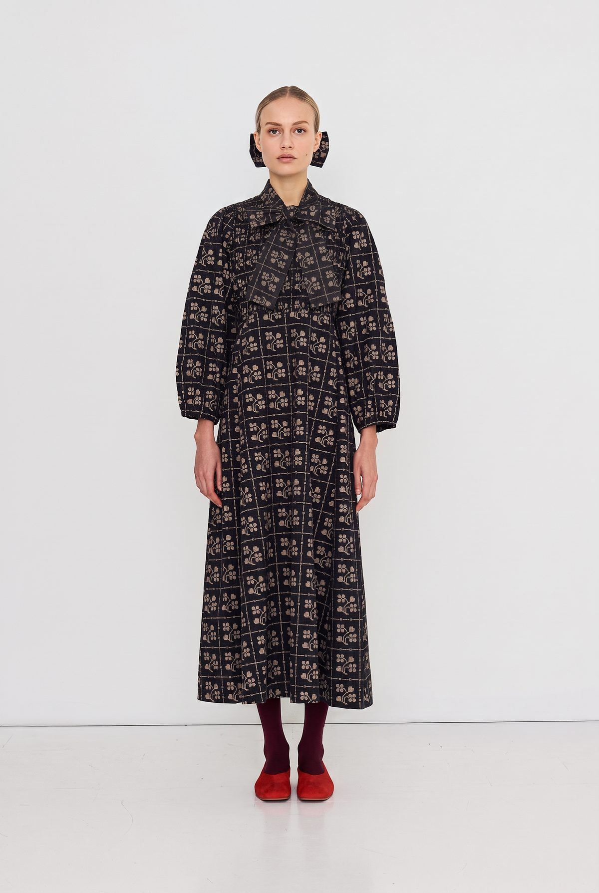 DOTS FLOWERS SMOCK DRESS