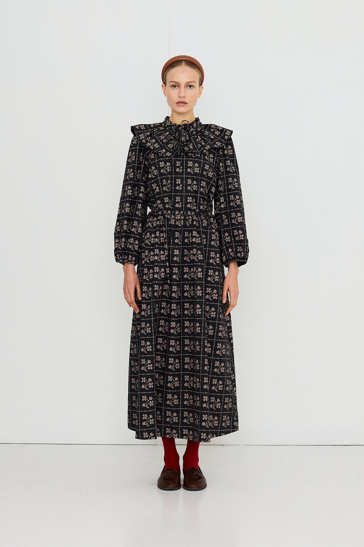 DOTS FLOWERS PUFF SLEEVES BLOUSE