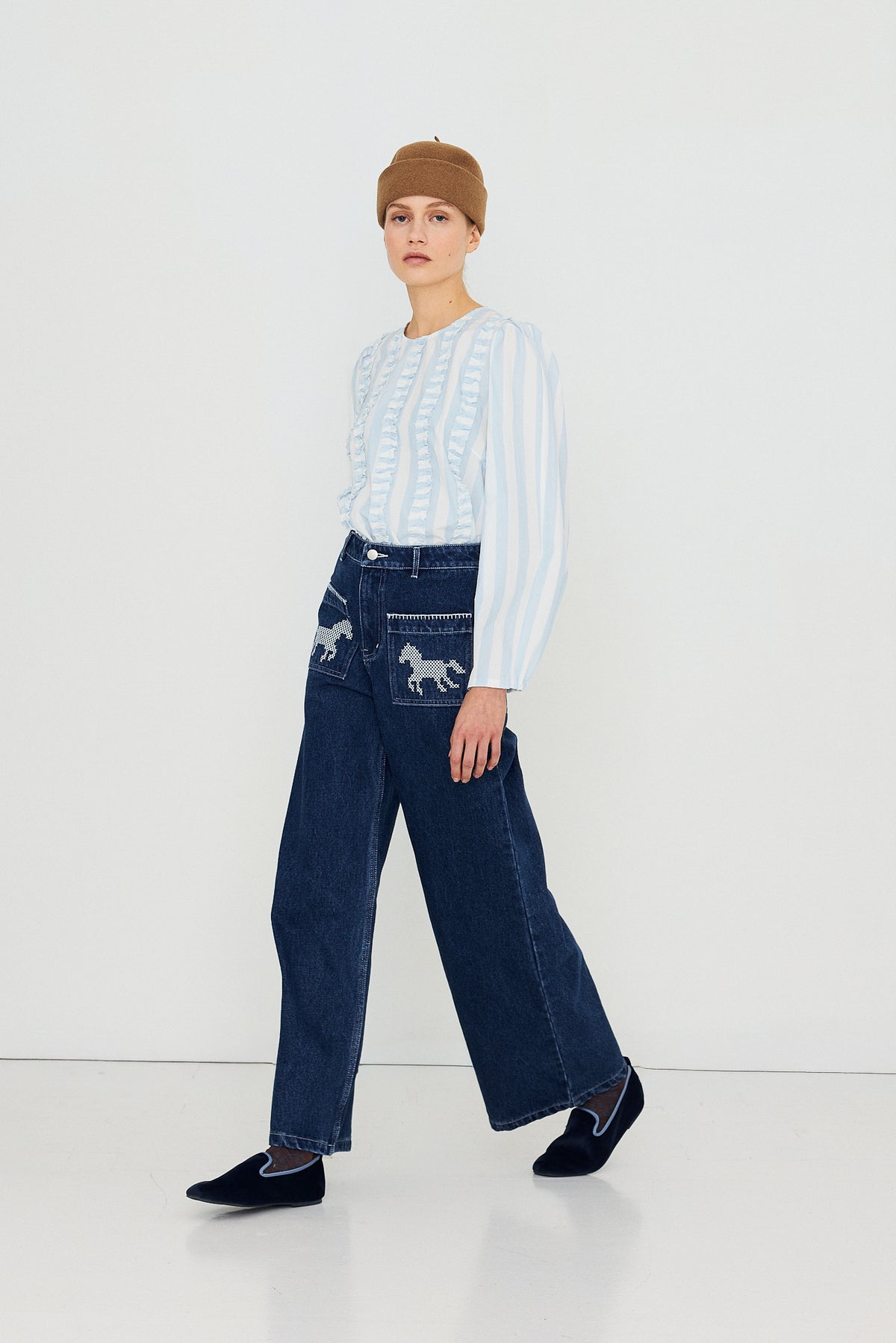 BLOUSE À VOLANTS À RAYURES