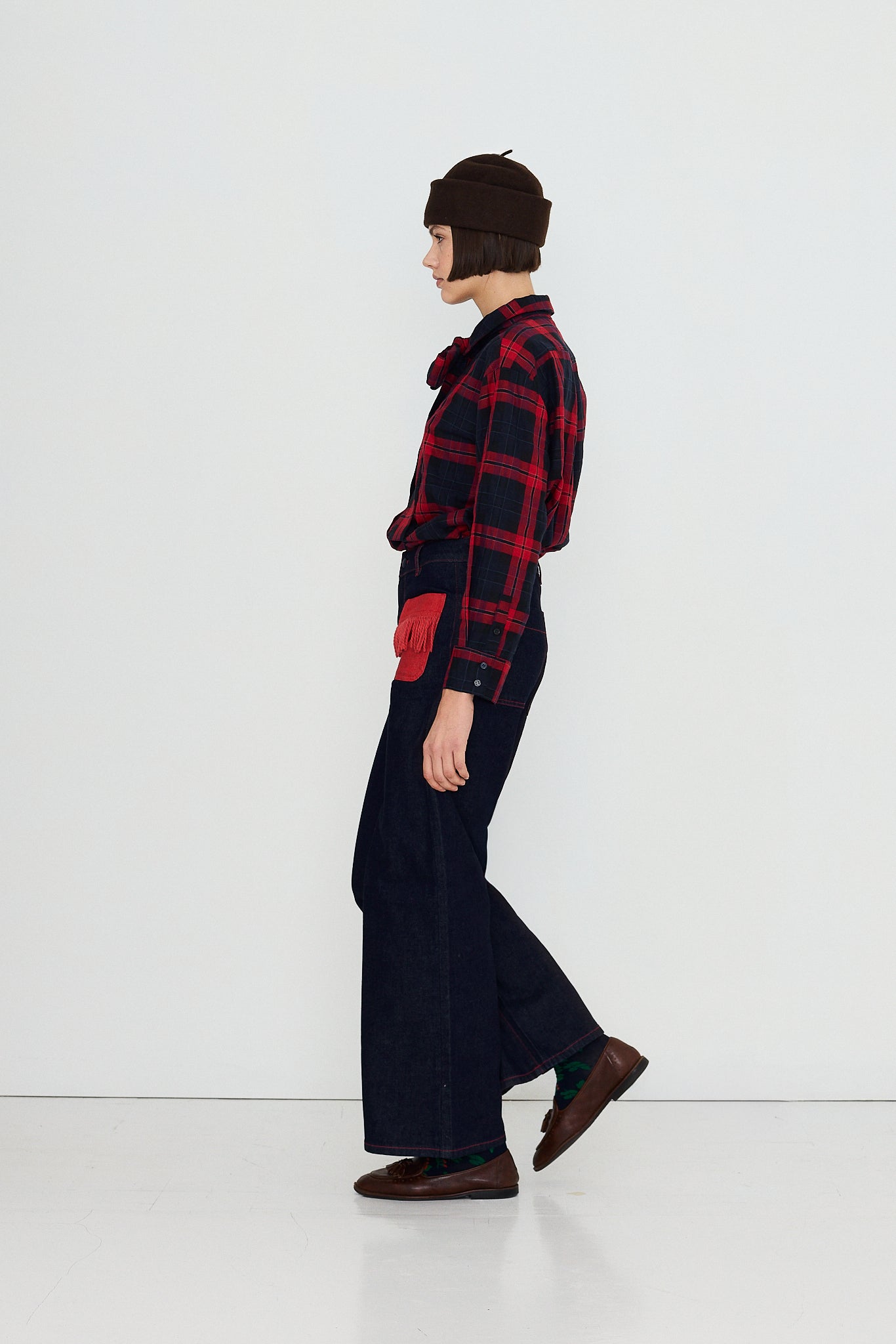 CAMISA CHECK CON CUELLO DE LAZADA