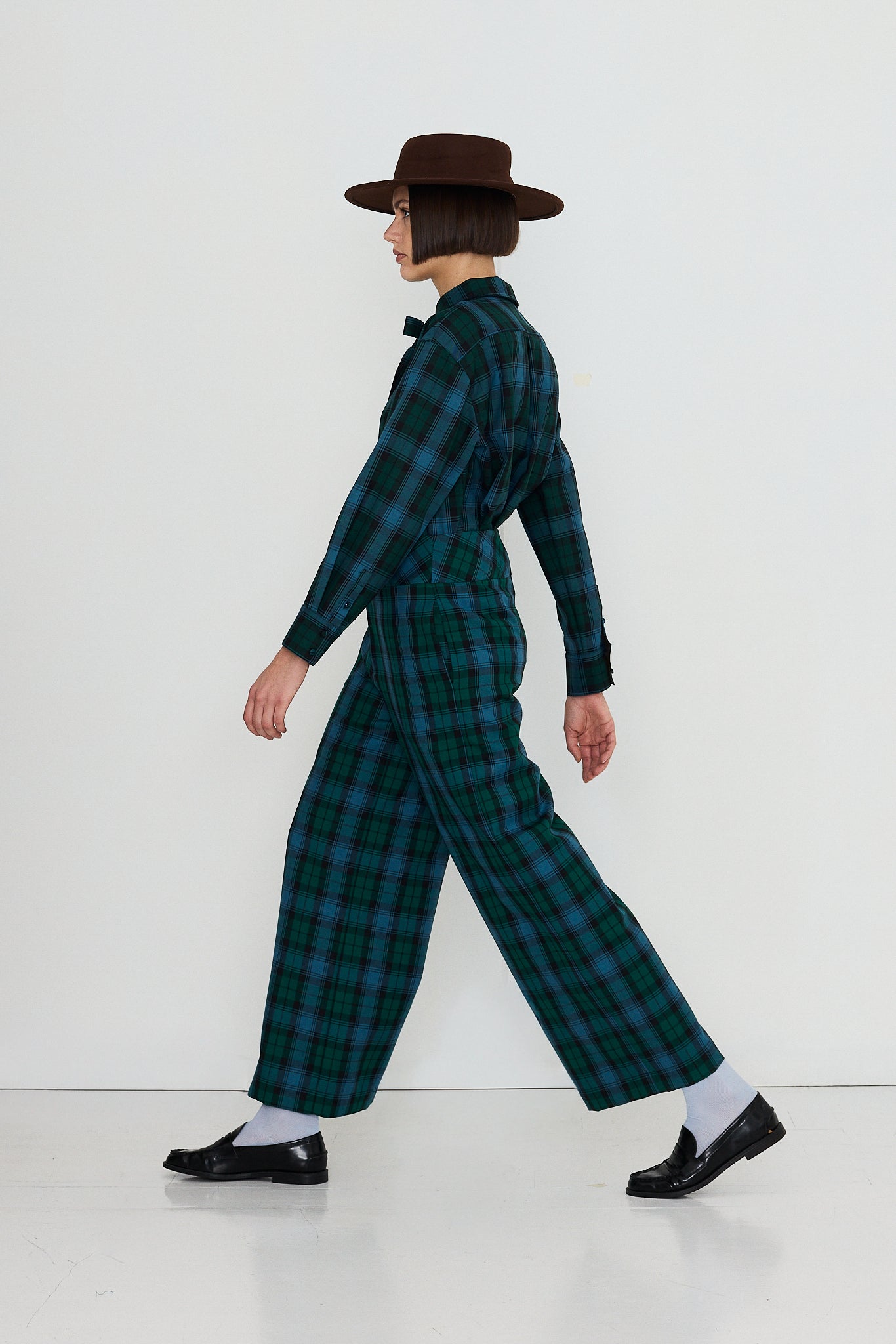 CHECK BOW NECK SHIRT