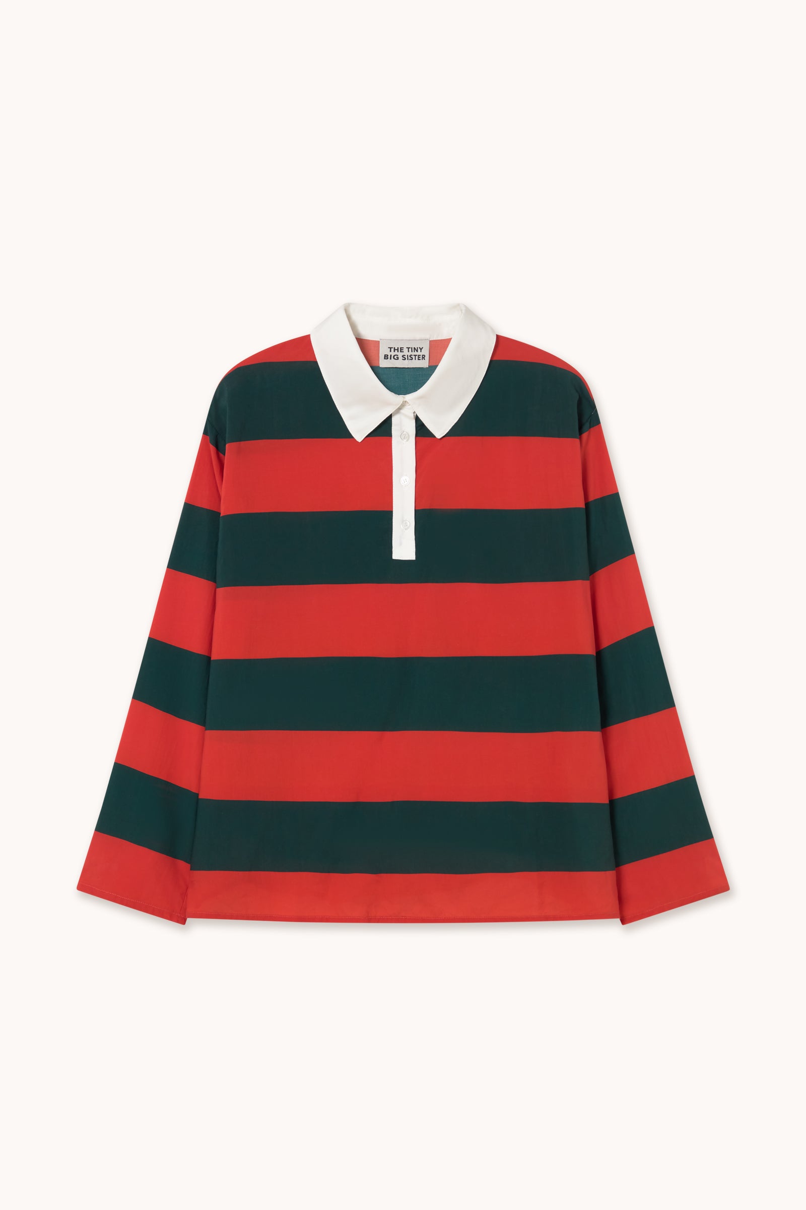 STRIPED POLO COLLAR BLOUSE