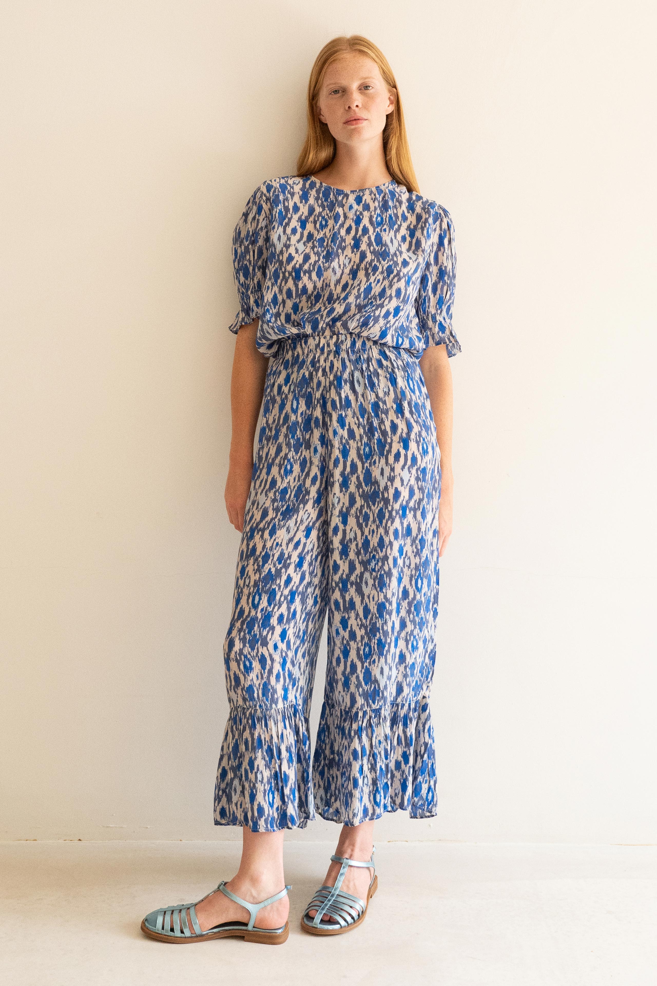 IKAT FRILL TROUSERS
