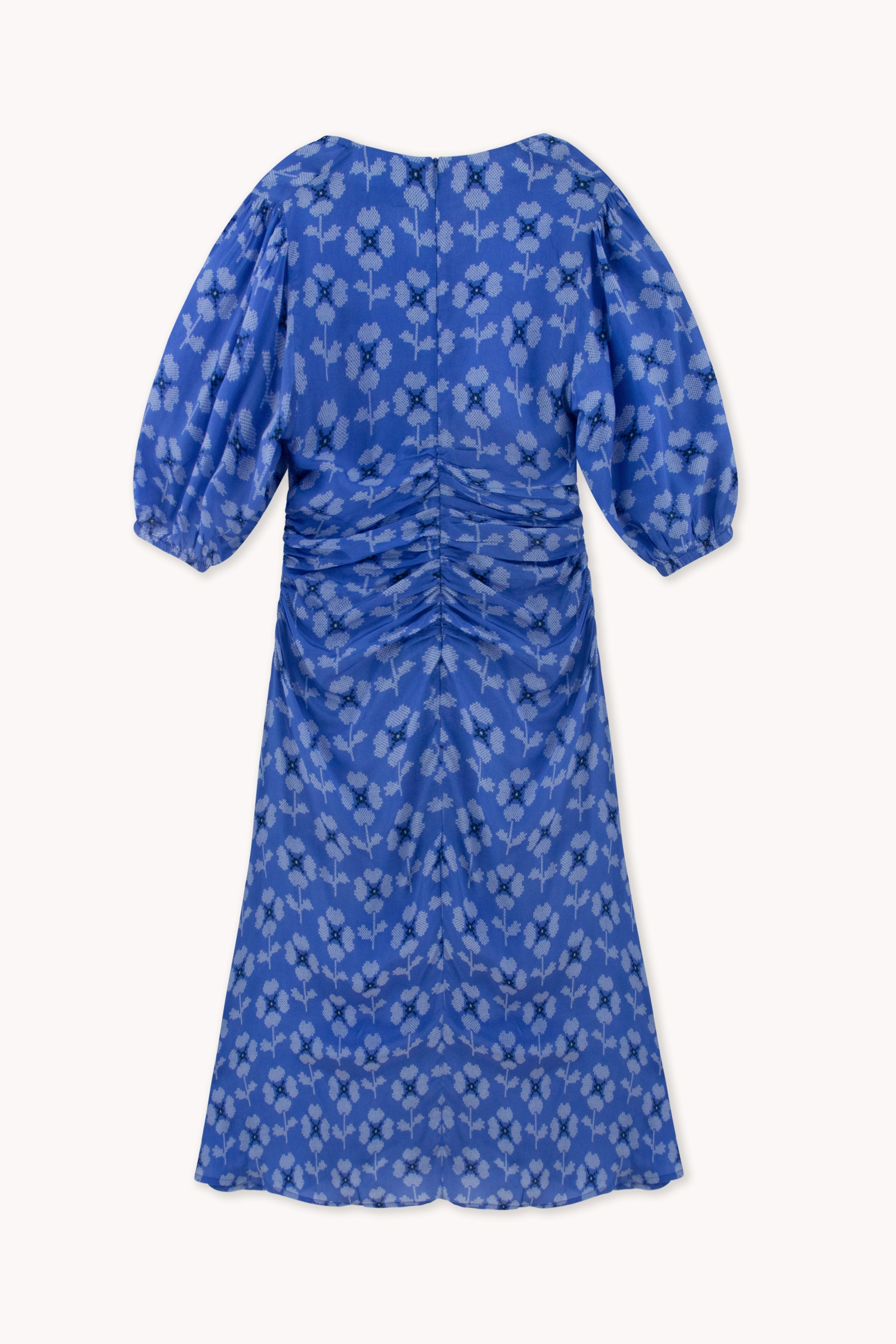 CROSS STITCH FLOWERS V-NECK DRESS