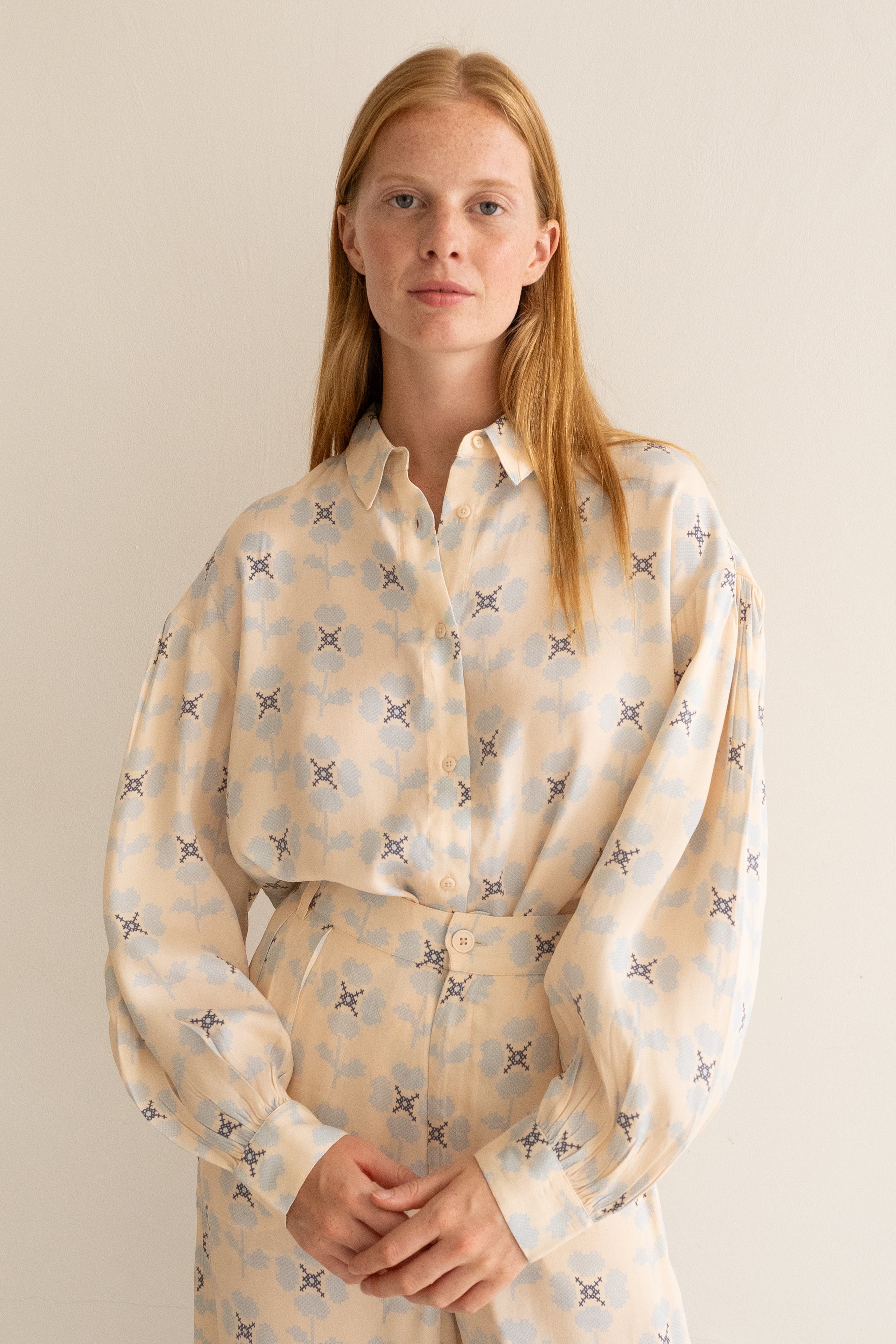 CROSS STITCH FLOWERS SHIRT