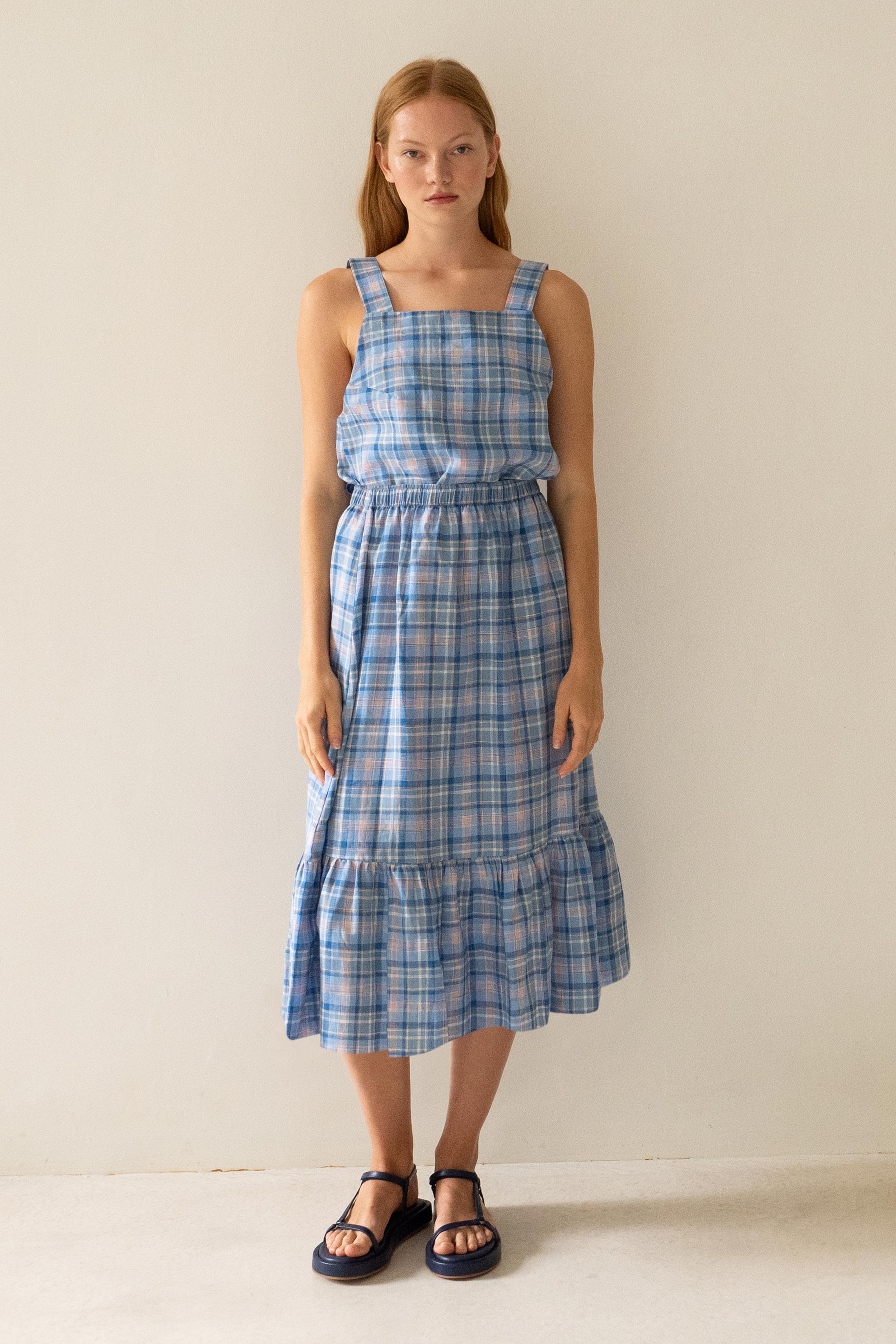 CHECK RUFFLE SKIRT