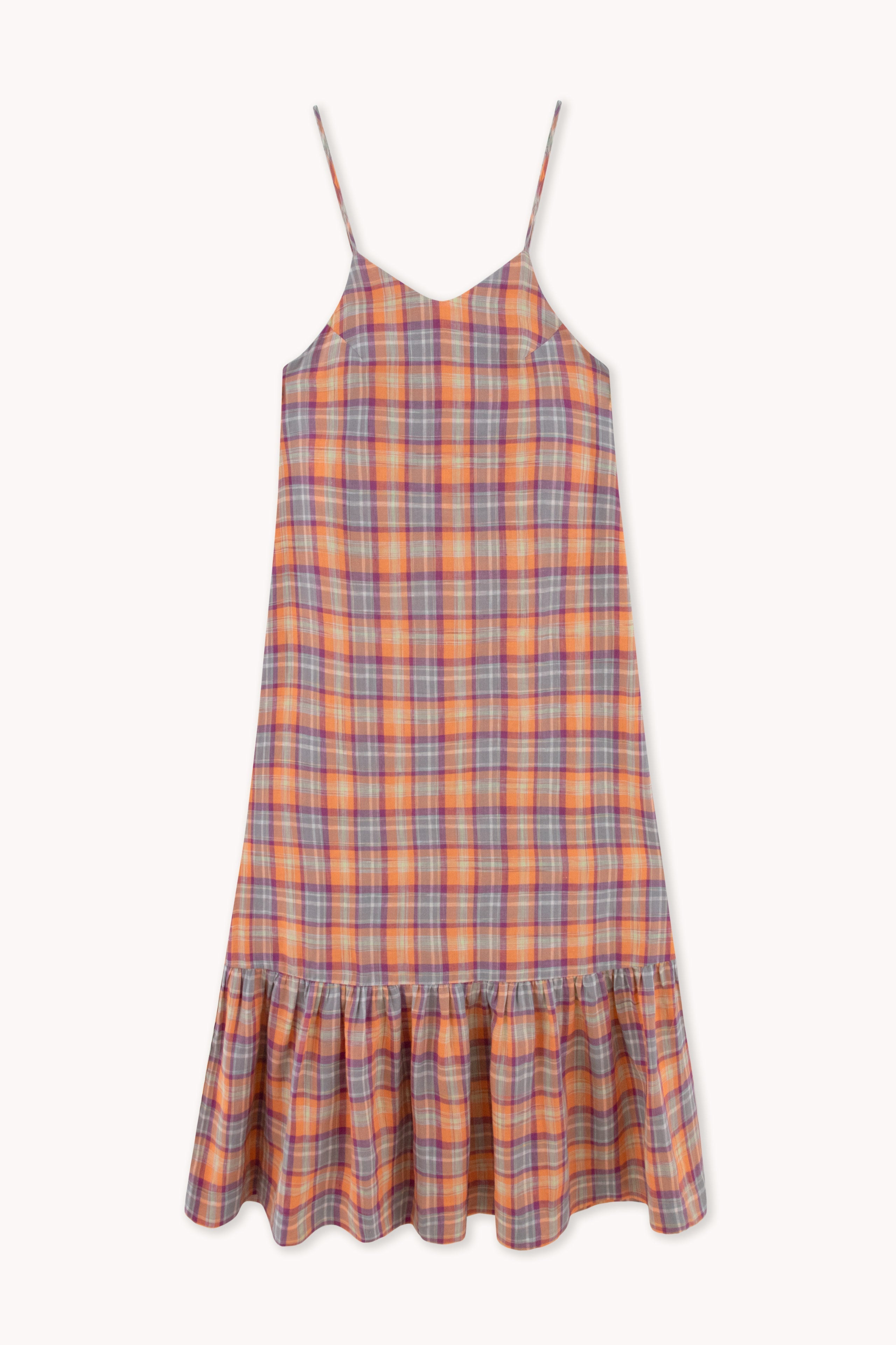 CHECK RUFFLE DRESS